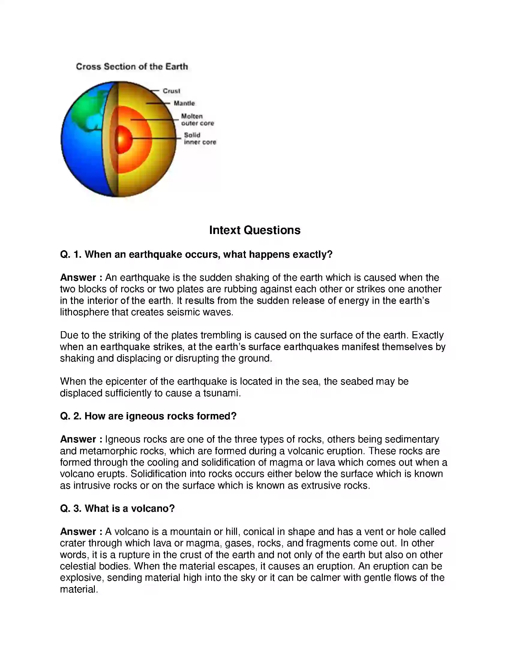 Maharashtra Board Class 8th Geography - English Medium Interior of the Earth Solution 8