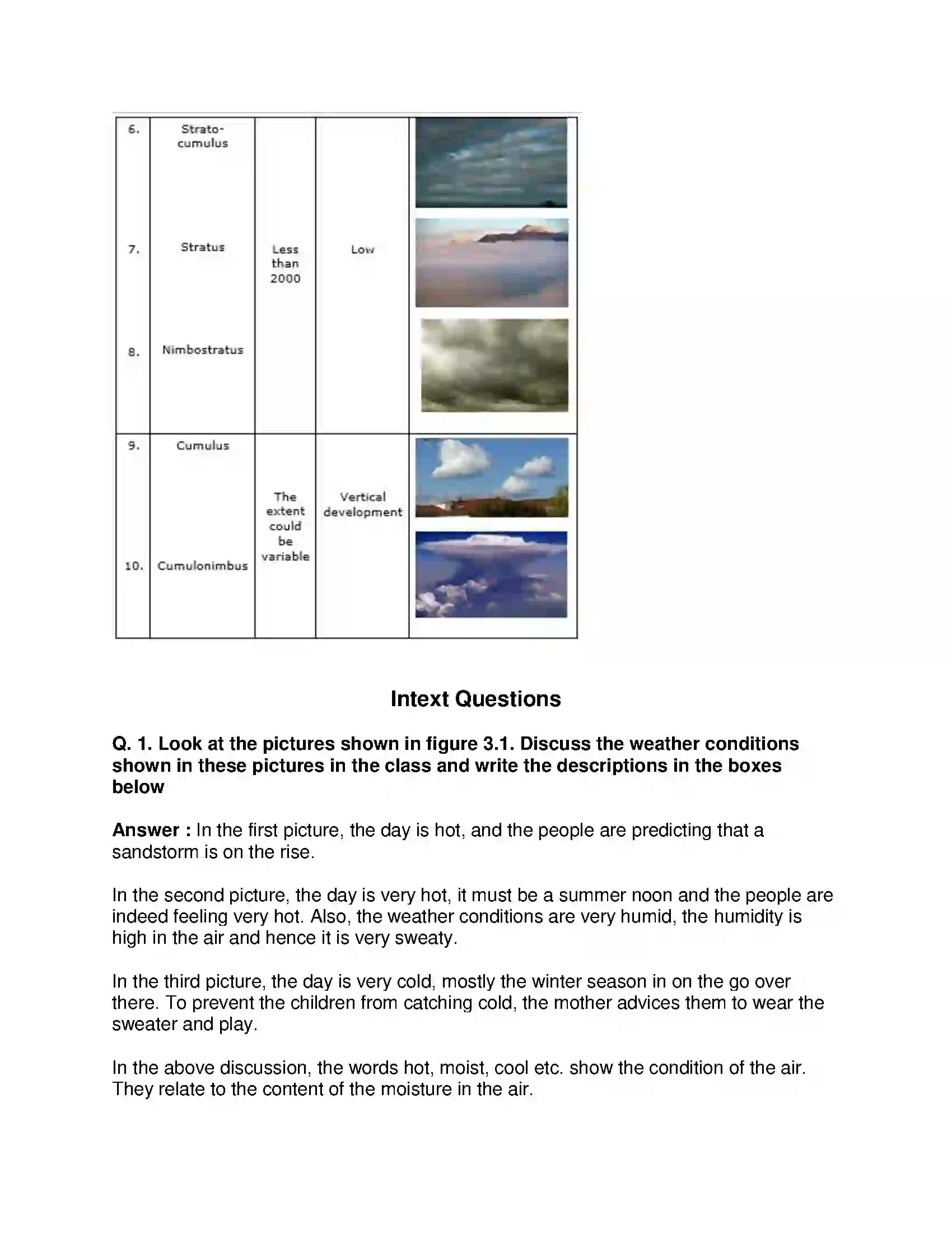 Maharashtra Board Class 8th Geography - English Medium Humidity and Clouds Solution 10