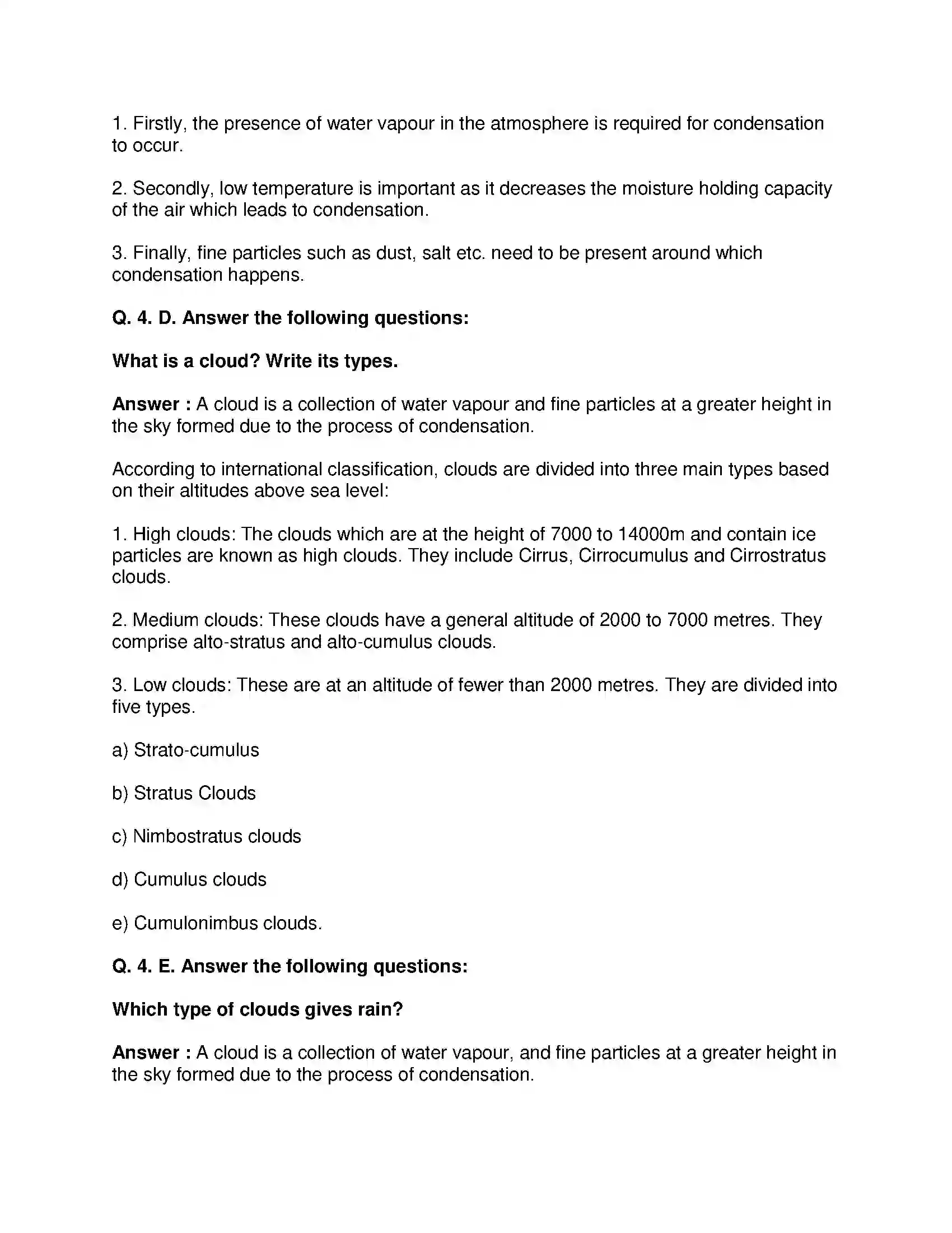 Maharashtra Board Class 8th Geography - English Medium Humidity and Clouds Solution 5