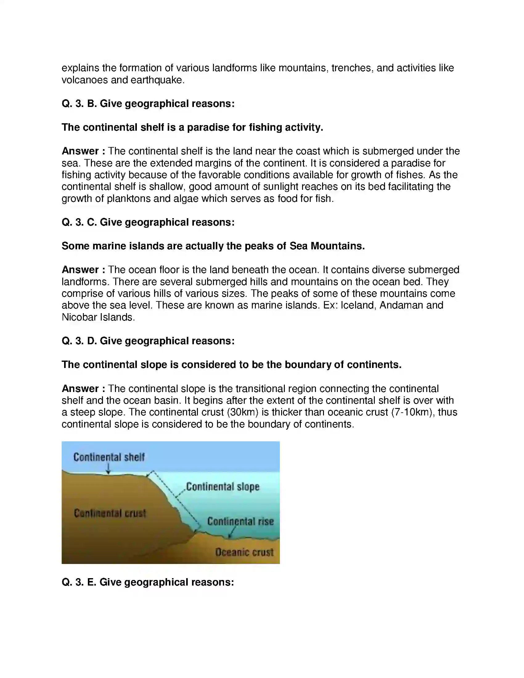 Maharashtra Board Class 8th Geography - English Medium Structure of Ocean Floor Solution 3