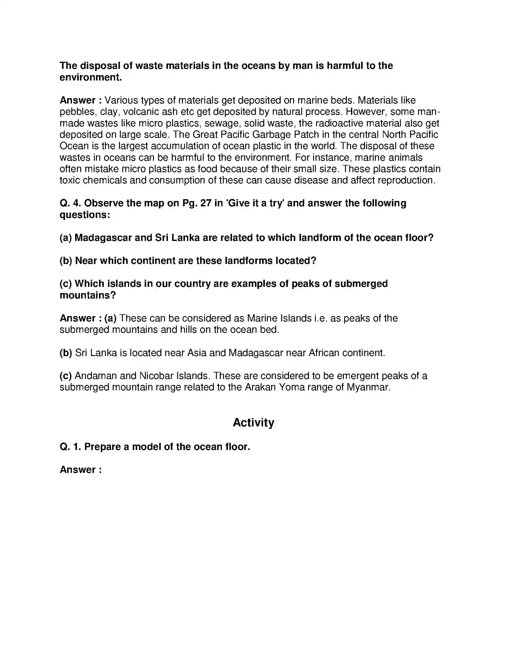 Maharashtra Board Class 8th Geography - English Medium Structure of Ocean Floor Solution 4