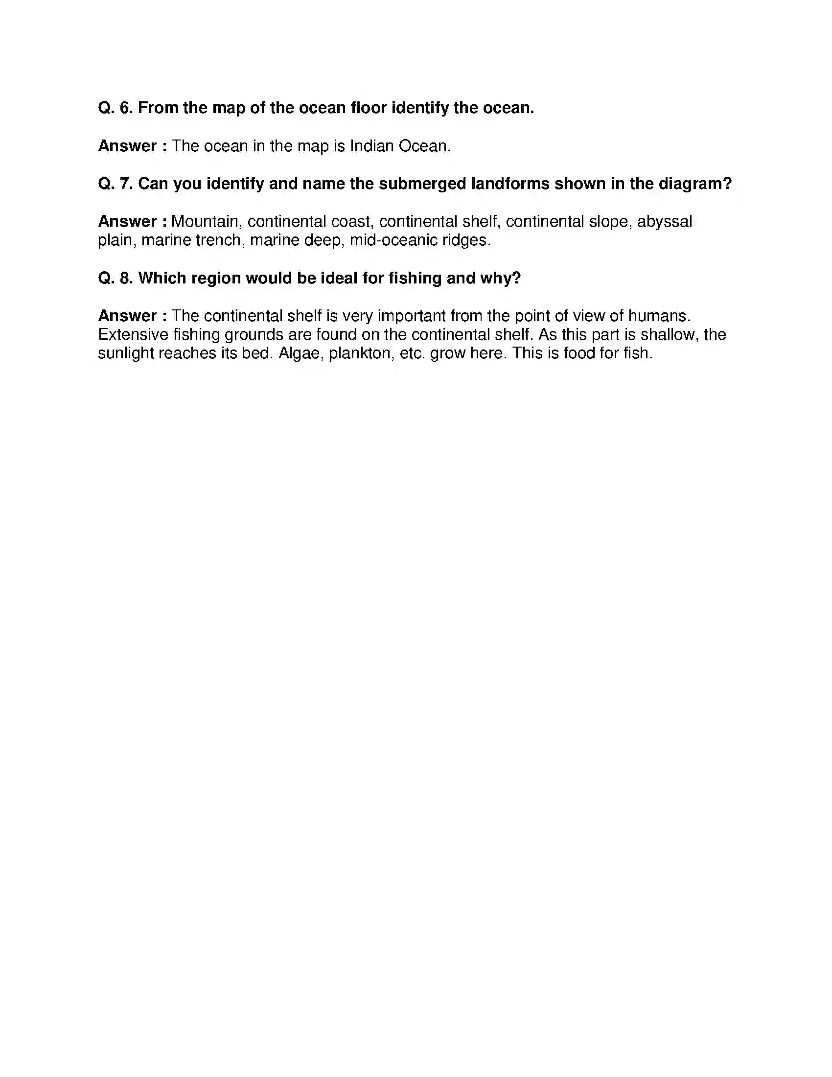 Maharashtra Board Class 8th Geography - English Medium Structure of Ocean Floor Solution 7