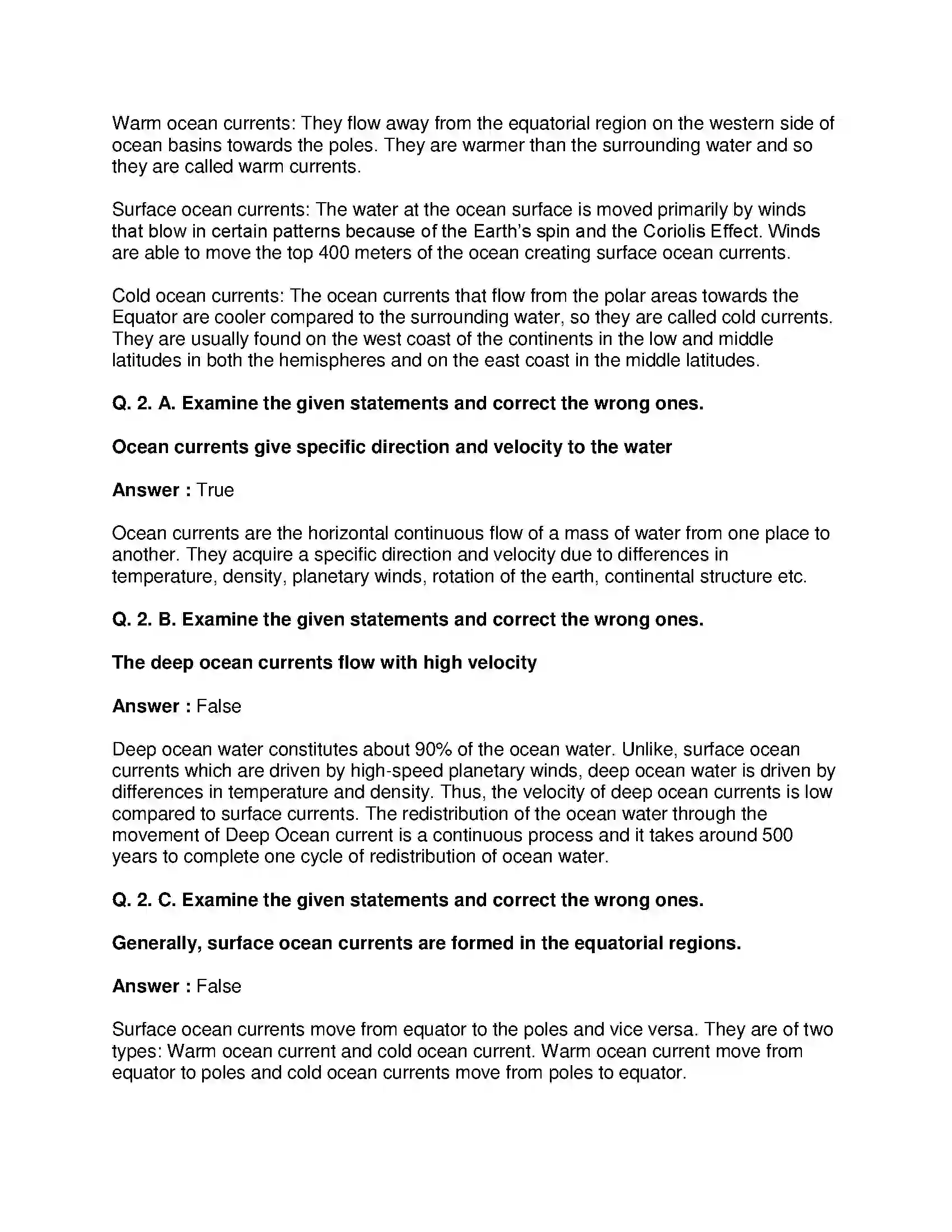 Maharashtra Board Class 8th Geography - English Medium Ocean Currents Solution 3