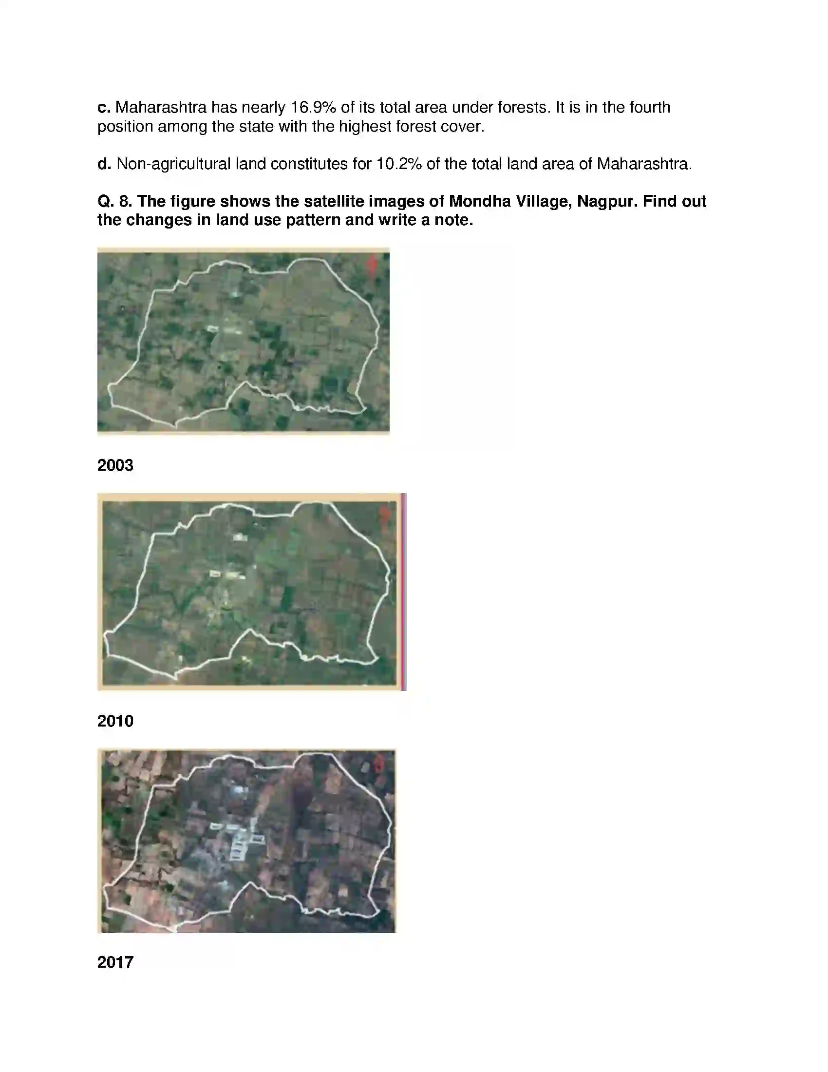 Maharashtra Board Class 8th Geography - English Medium Land Use Solution 9