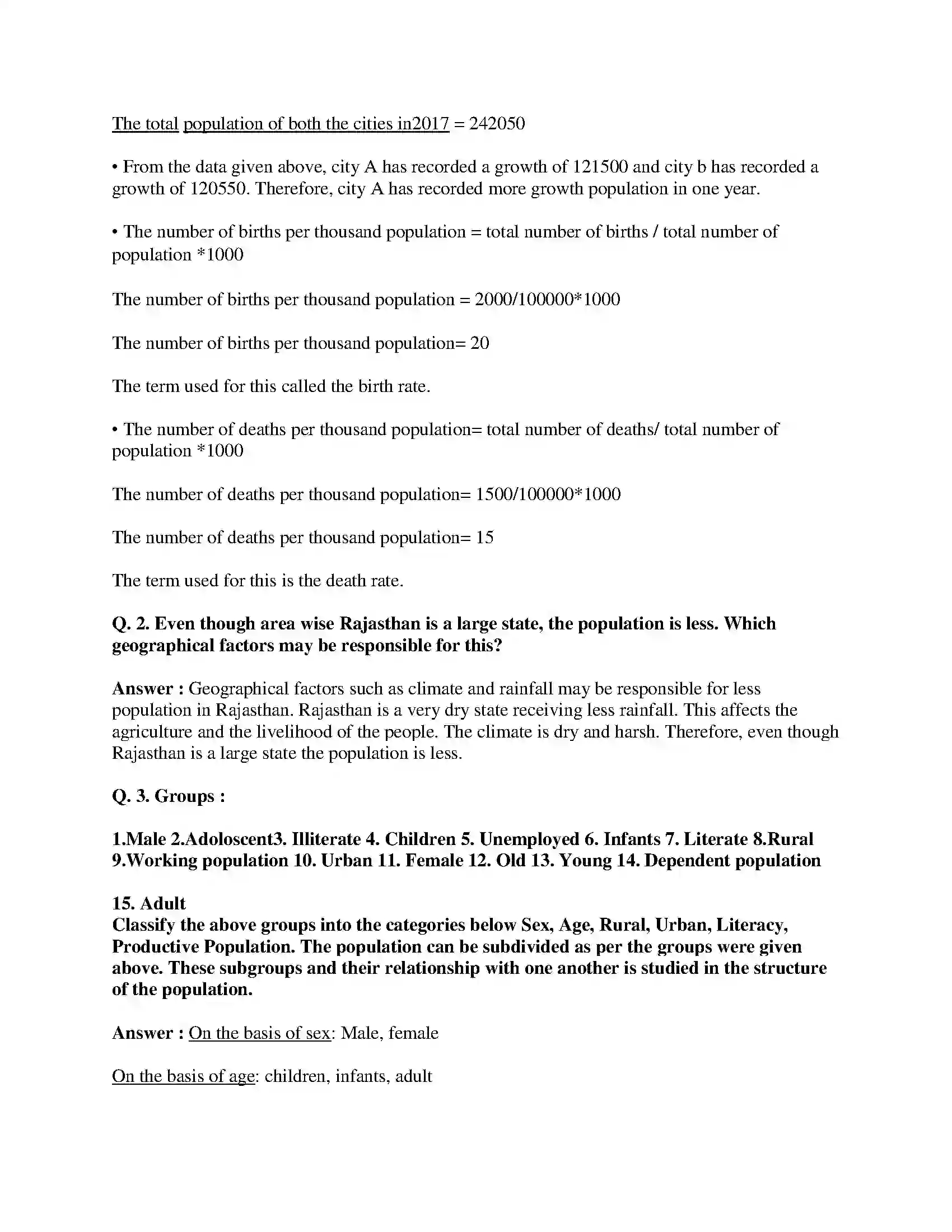 Maharashtra Board Class 8th Geography - English Medium Population Solution 11