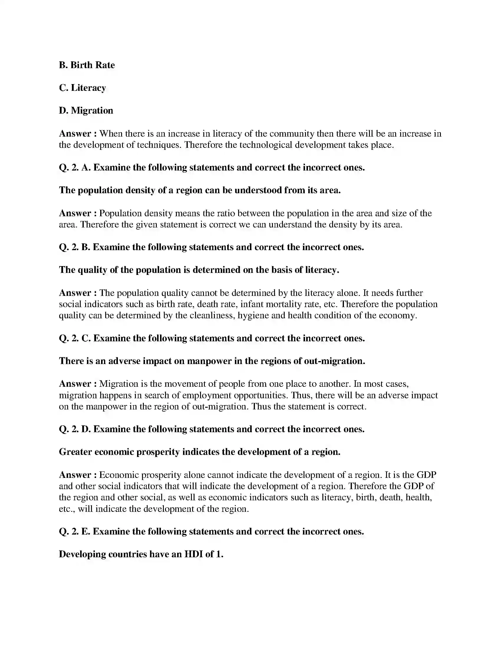 Maharashtra Board Class 8th Geography - English Medium Population Solution 2