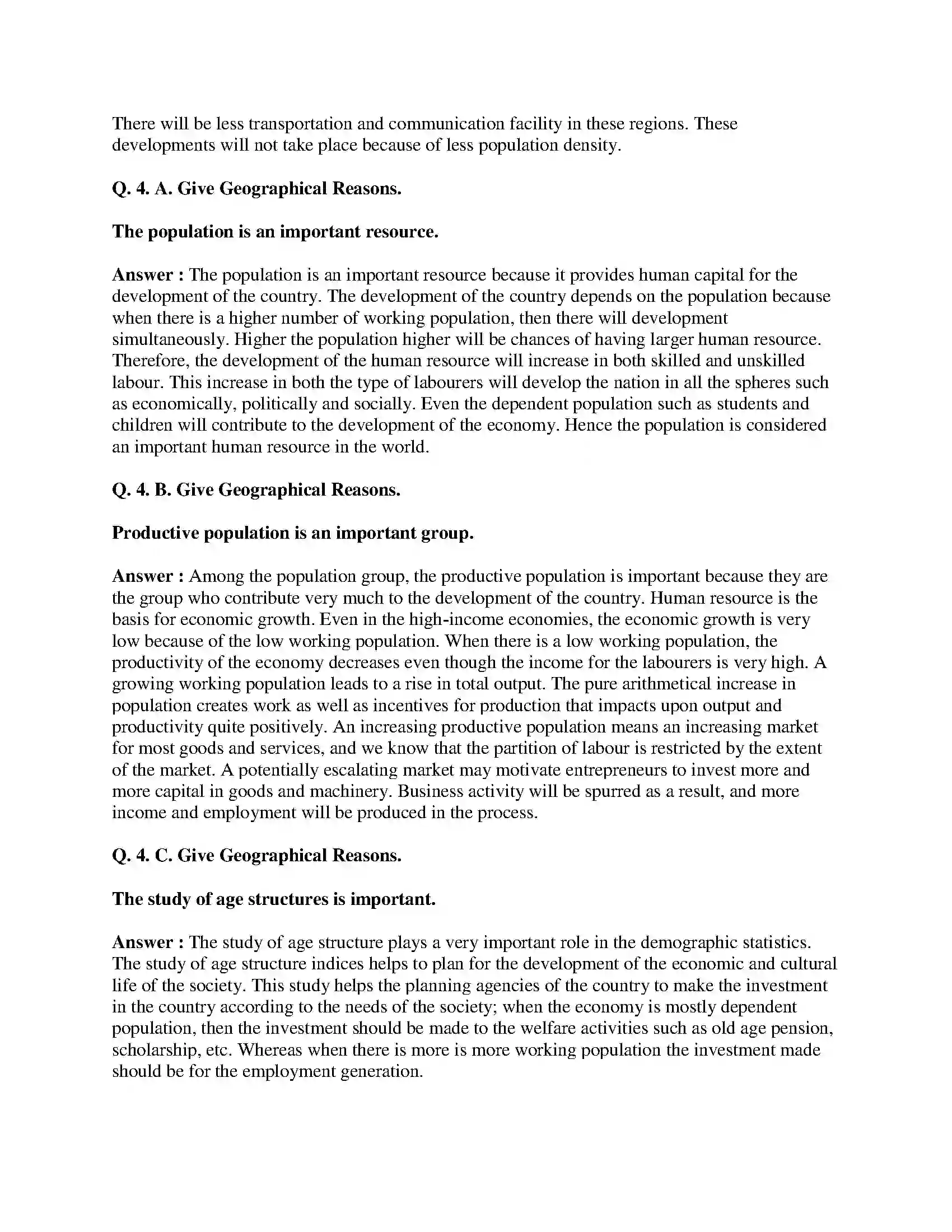 Maharashtra Board Class 8th Geography - English Medium Population Solution 5