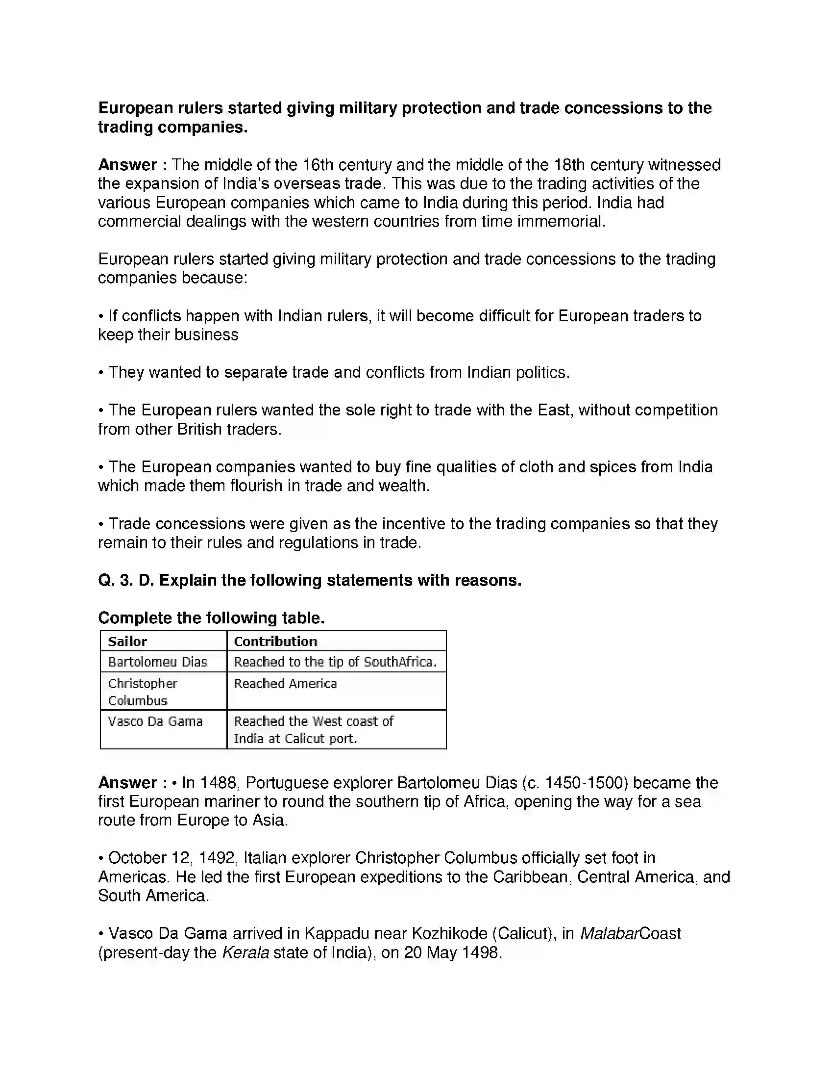 Maharashtra Board Class 8th History - English Medium Europe and India Solution 8