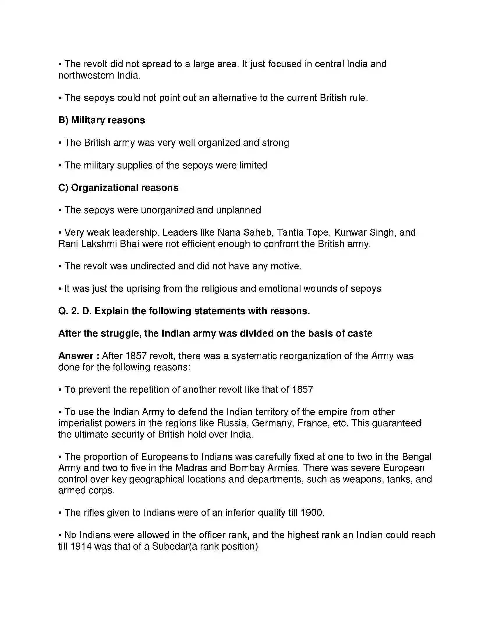 Maharashtra Board Class 8th History - English Medium The Freedom Struggle of 1857 Solution 3