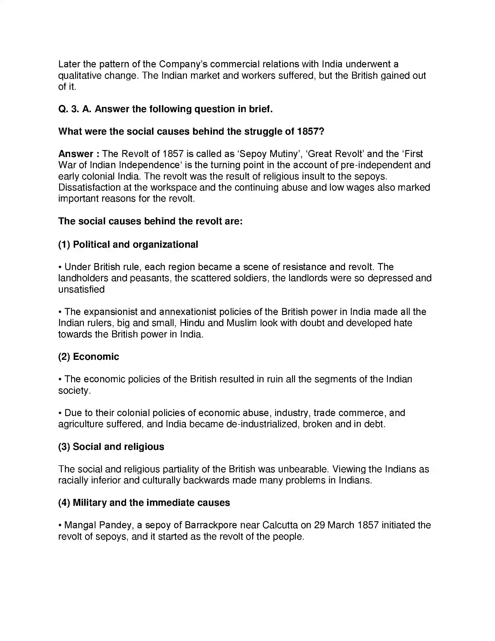 Maharashtra Board Class 8th History - English Medium The Freedom Struggle of 1857 Solution 5