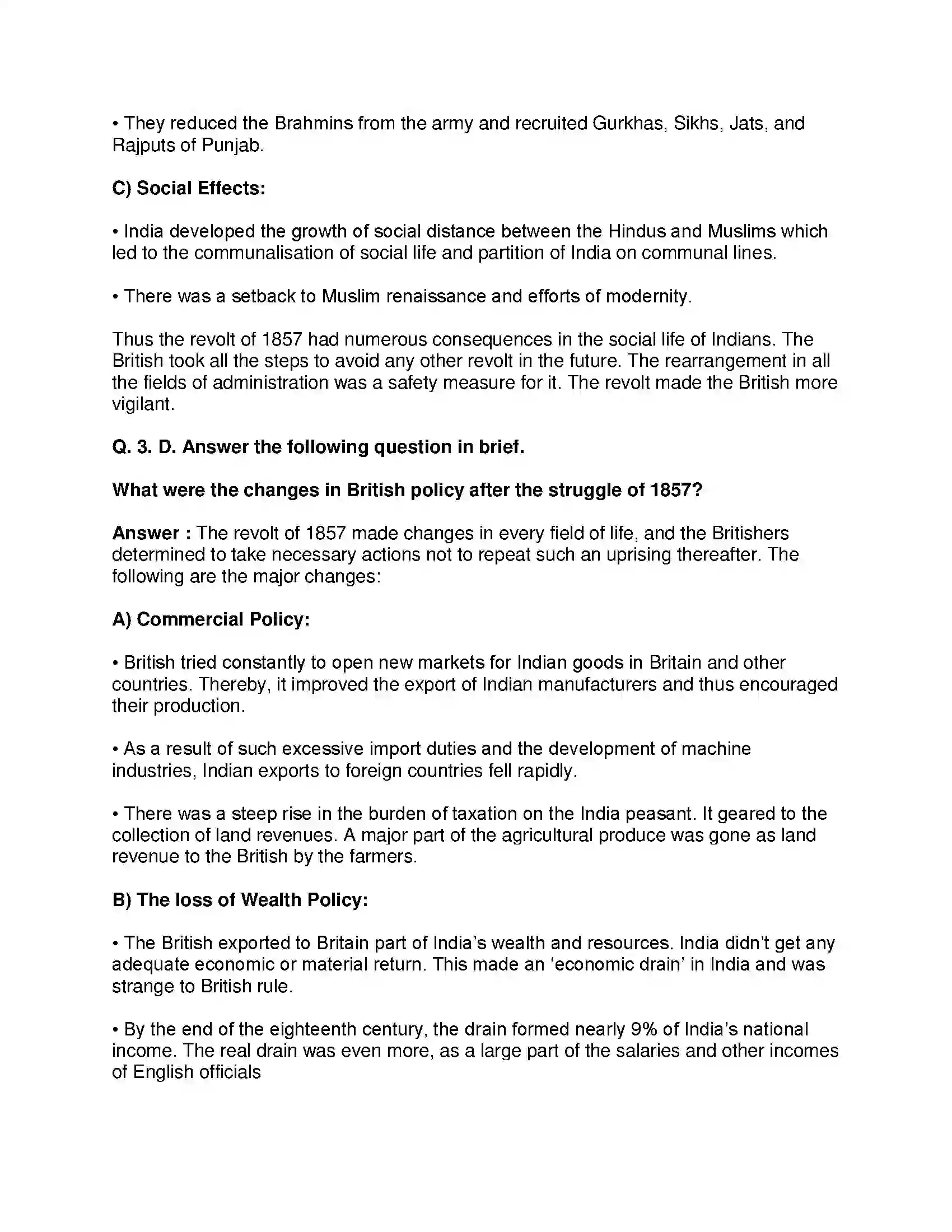 Maharashtra Board Class 8th History - English Medium The Freedom Struggle of 1857 Solution 8