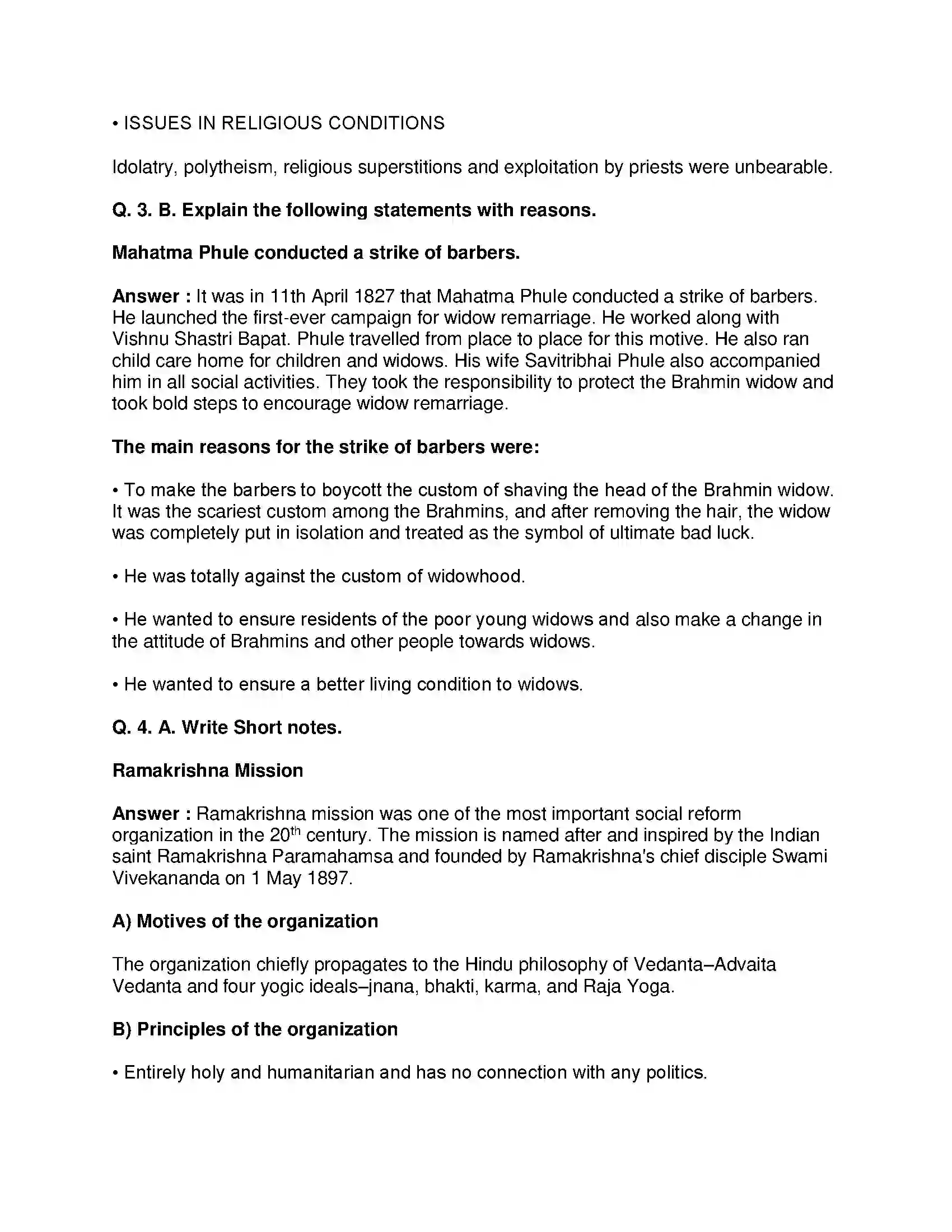 Maharashtra Board Class 8th History - English Medium Social and Religious Reforms Solution 3