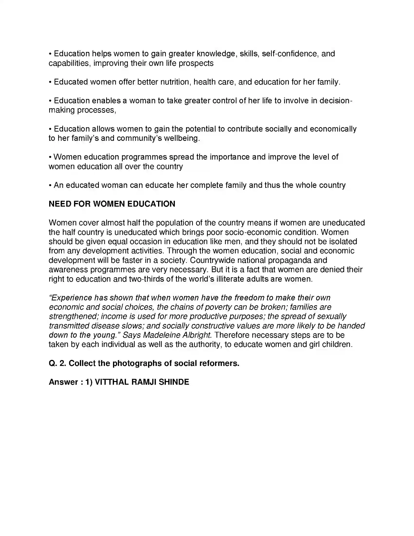 Maharashtra Board Class 8th History - English Medium Social and Religious Reforms Solution 7