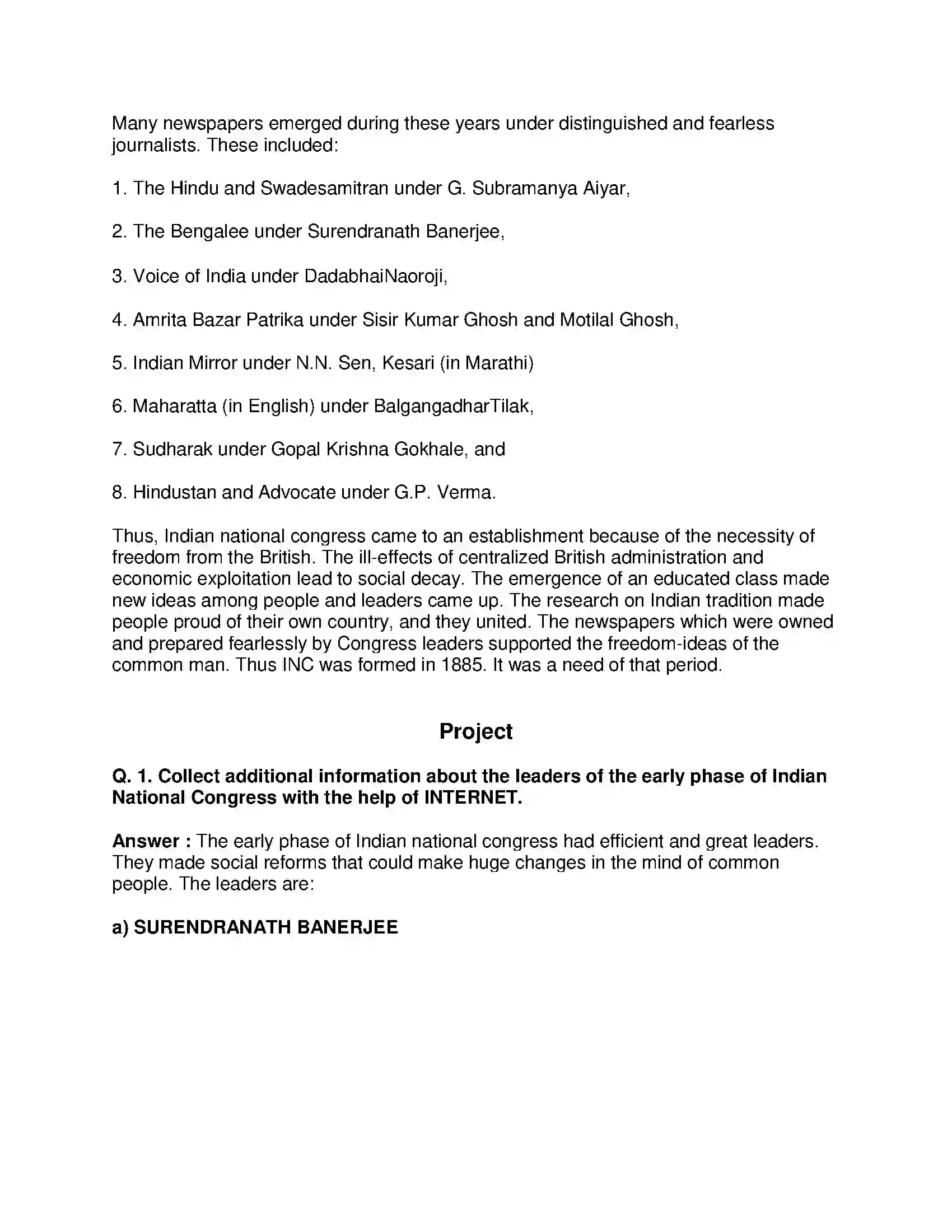 Maharashtra Board Class 8th History - English Medium Beginning of Freedom Movement Solution 8