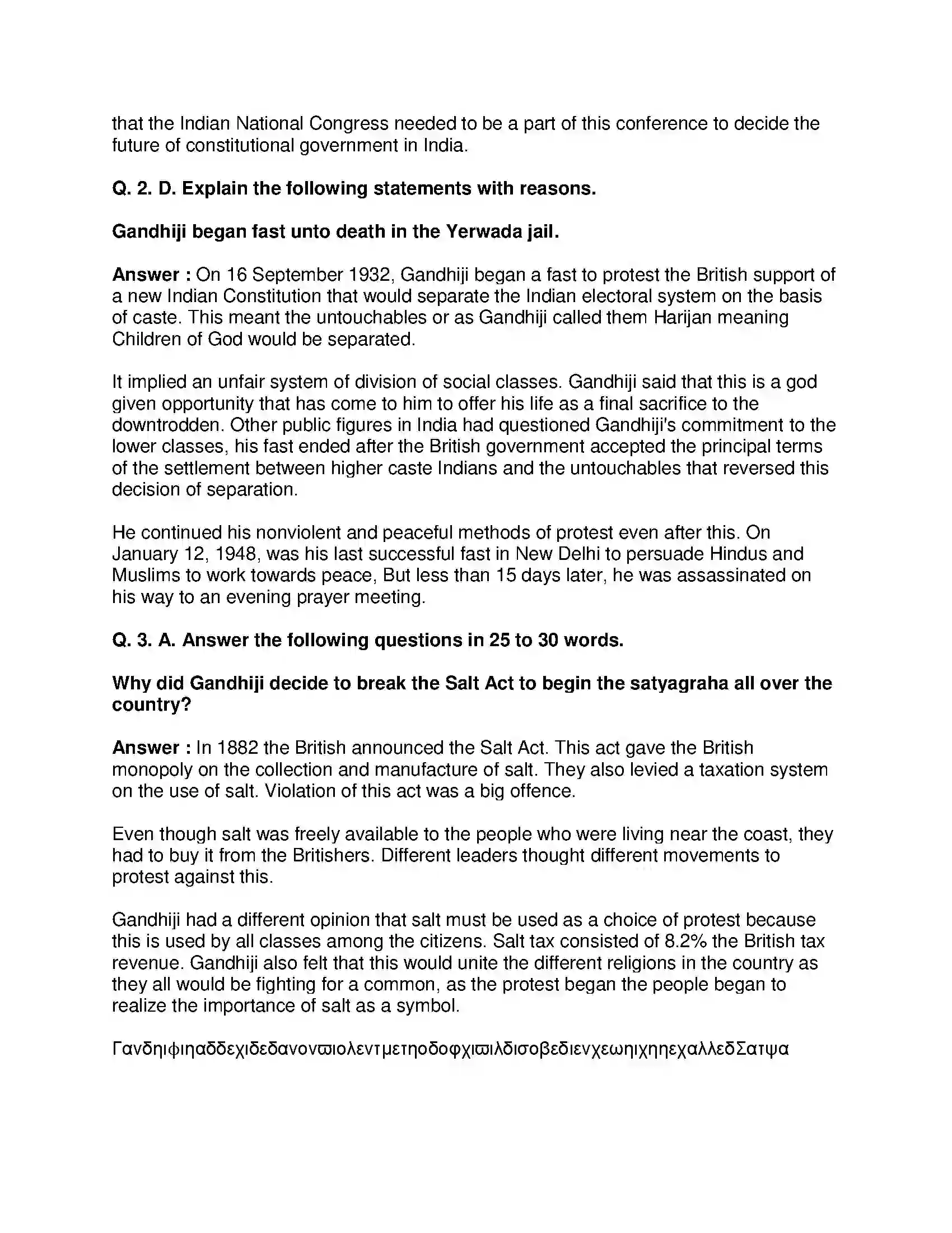 Maharashtra Board Class 8th History - English Medium Civil Disobedience Movement Solution 3