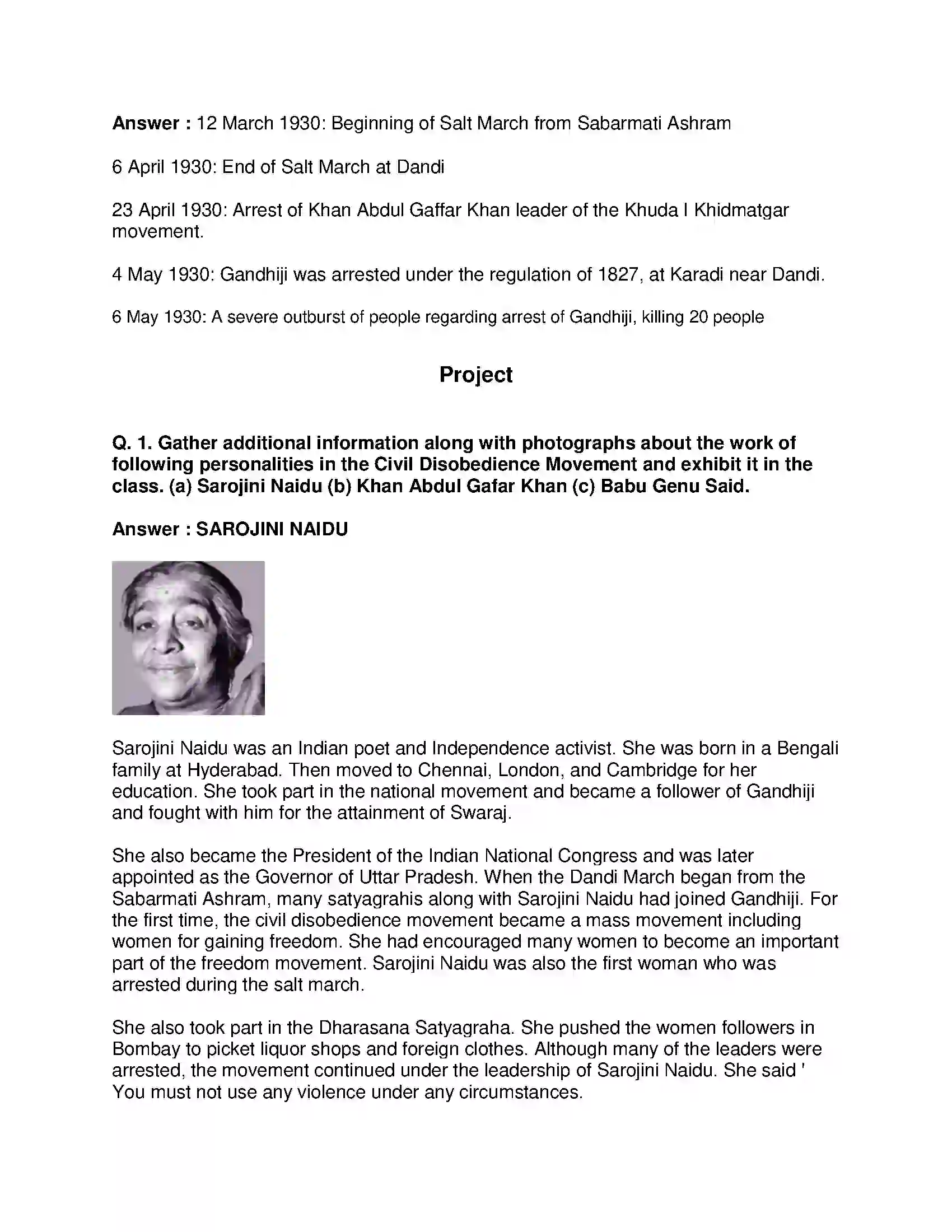 Maharashtra Board Class 8th History - English Medium Civil Disobedience Movement Solution 5