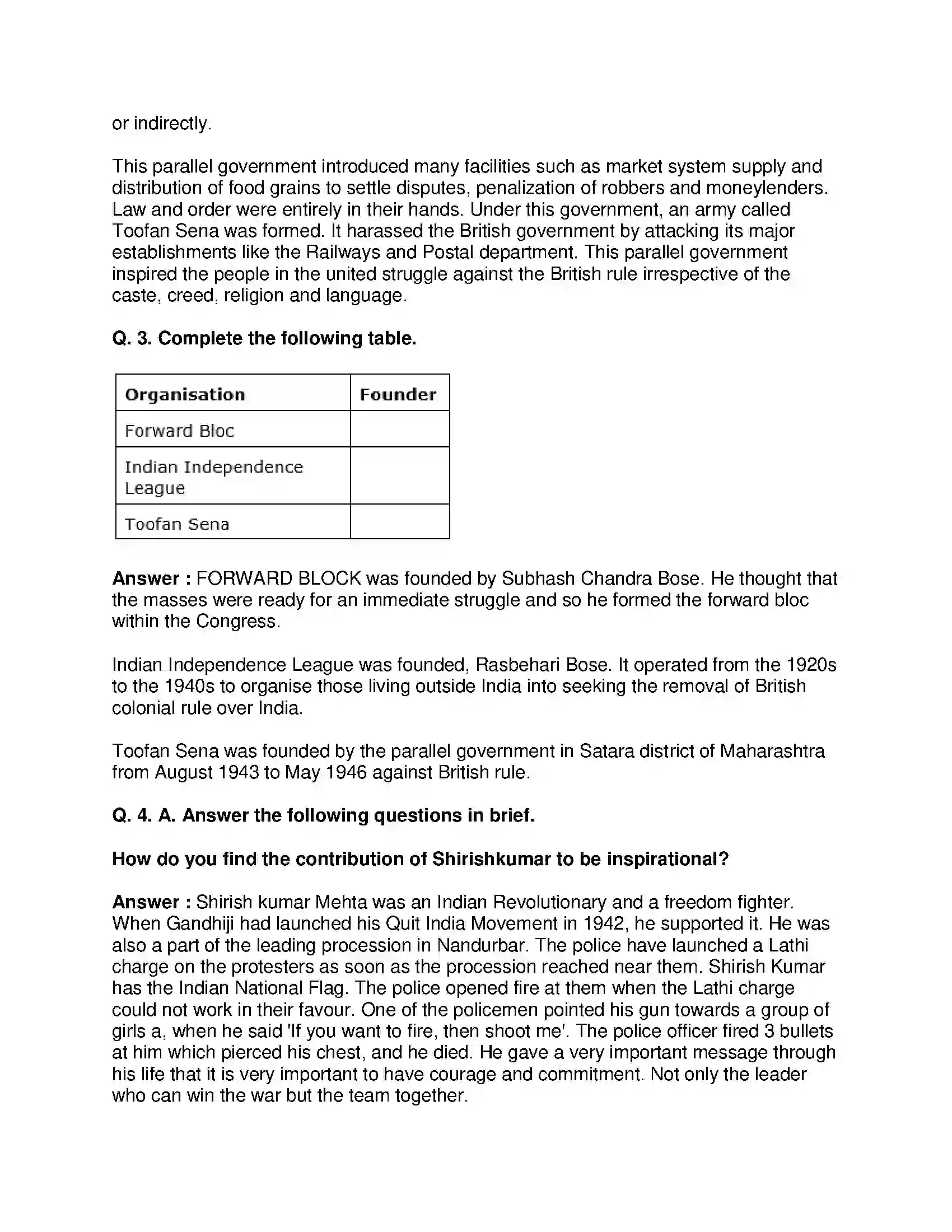Maharashtra Board Class 8th History - English Medium Last Phase of Struggle for Independence Solution 3