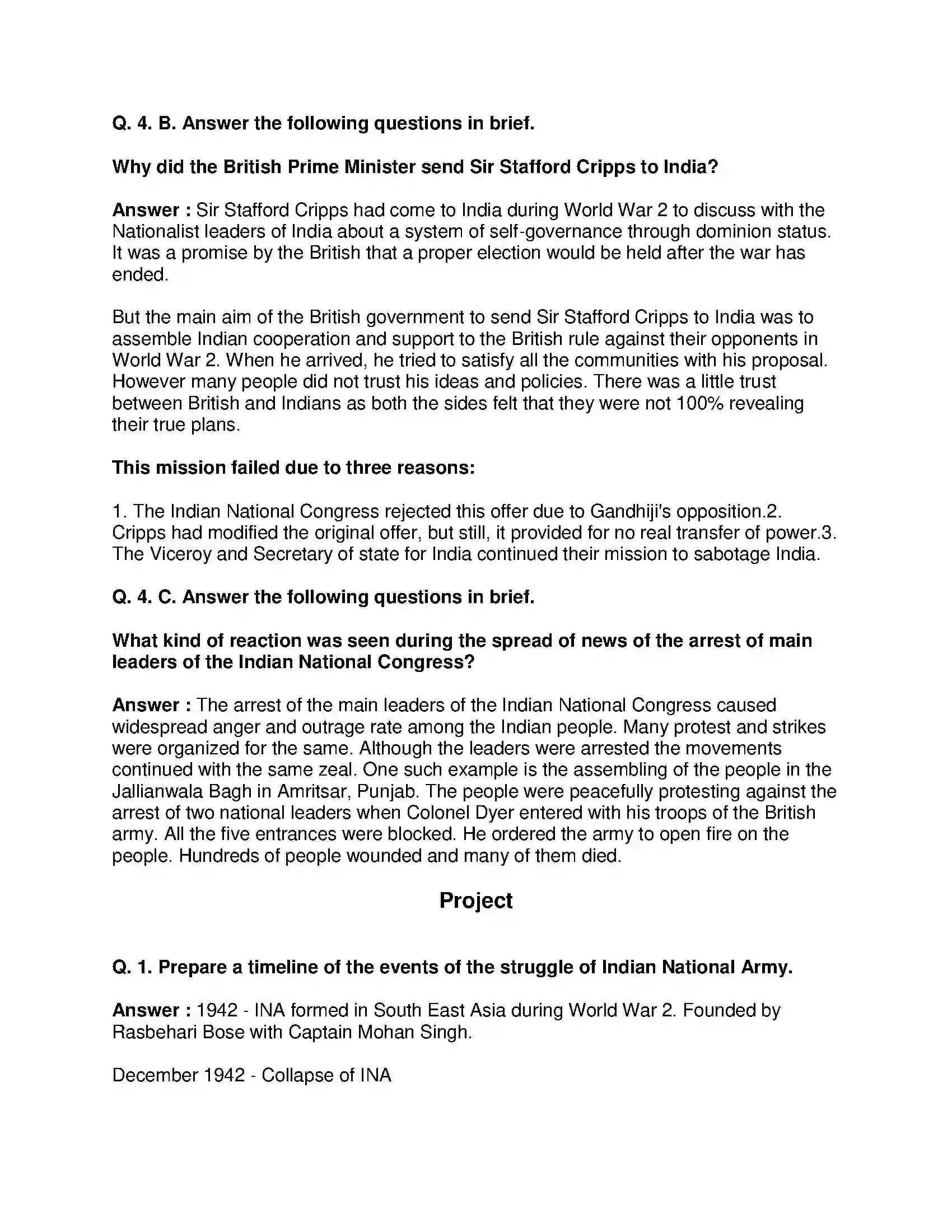 Maharashtra Board Class 8th History - English Medium Last Phase of Struggle for Independence Solution 4