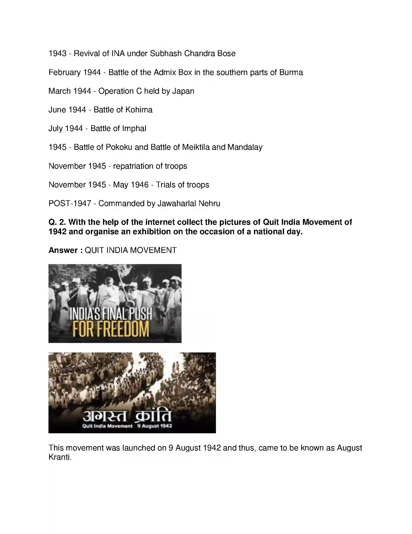 Maharashtra Board Class 8th History - English Medium Last Phase of Struggle for Independence Solution 5