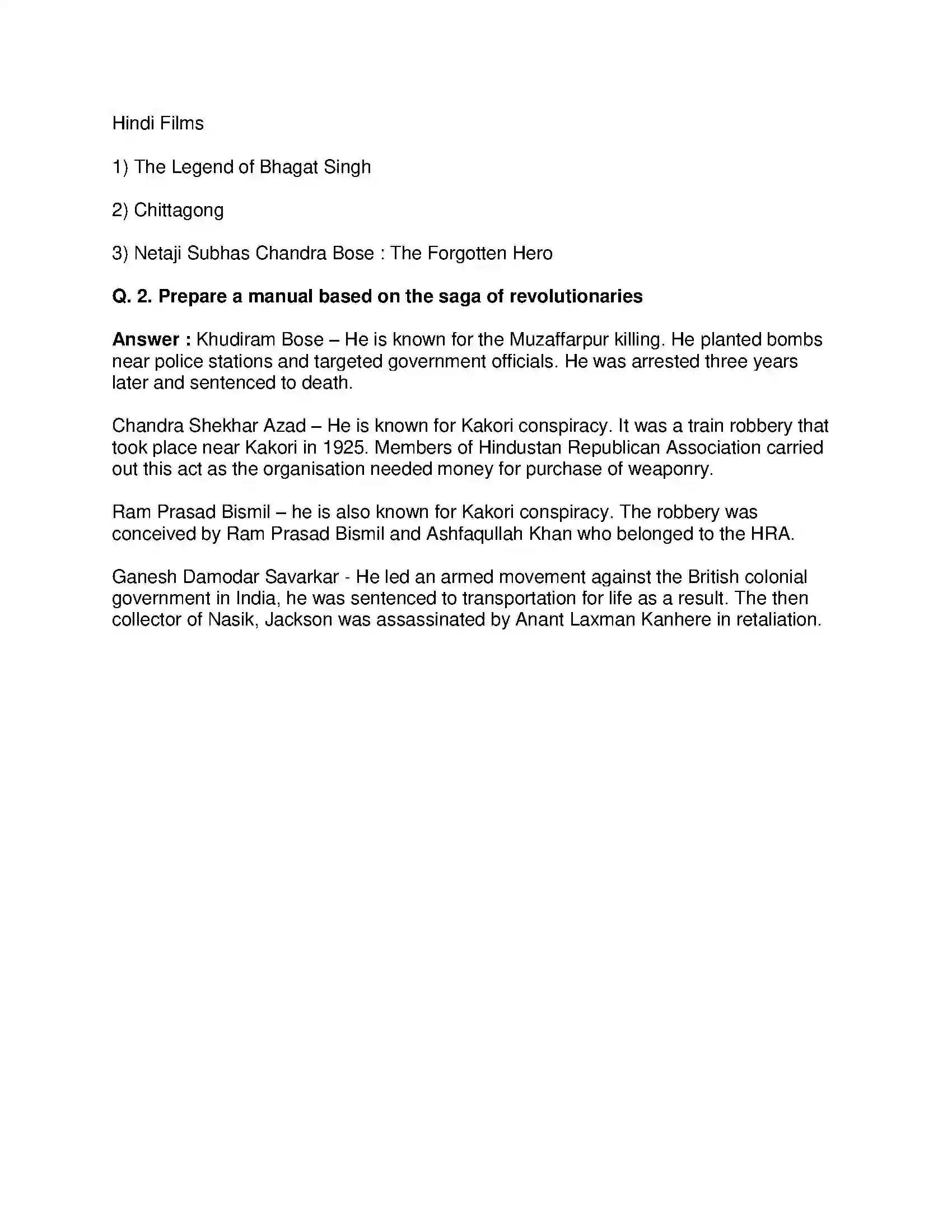 Maharashtra Board Class 8th History - English Medium Armed Revolutionary Movement Solution 5