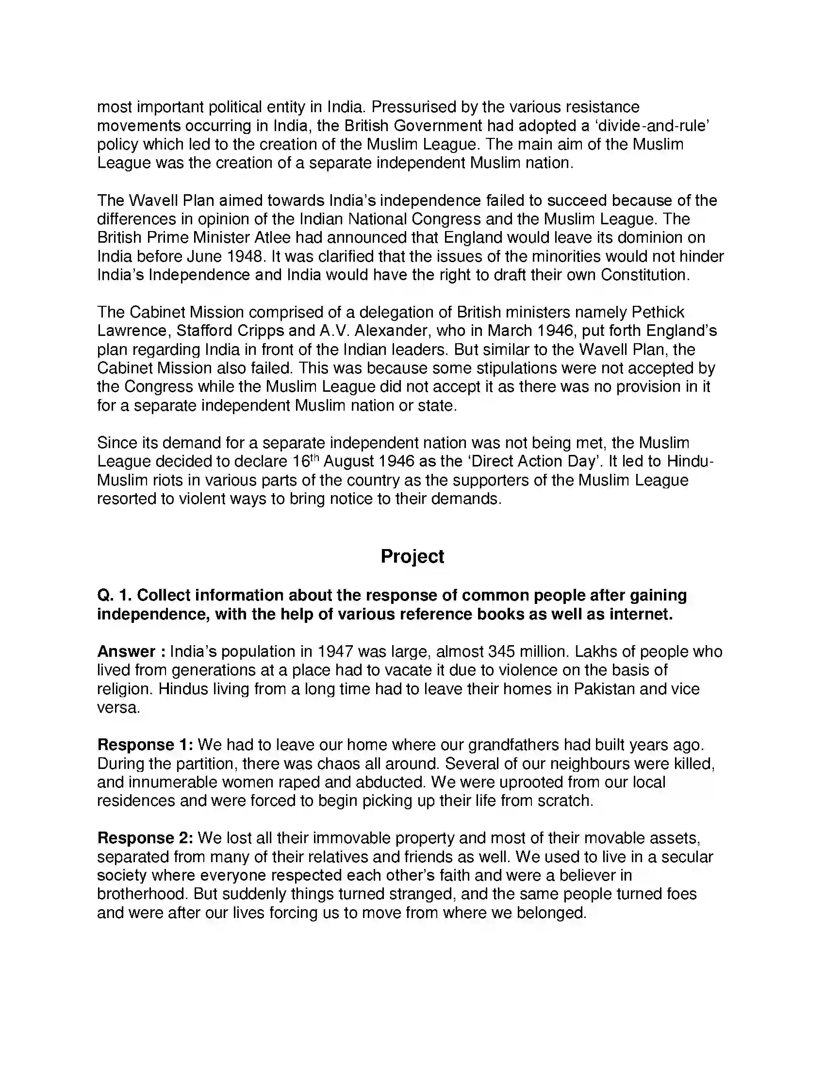 Maharashtra Board Class 8th History - English Medium India gains Independence Solution 6