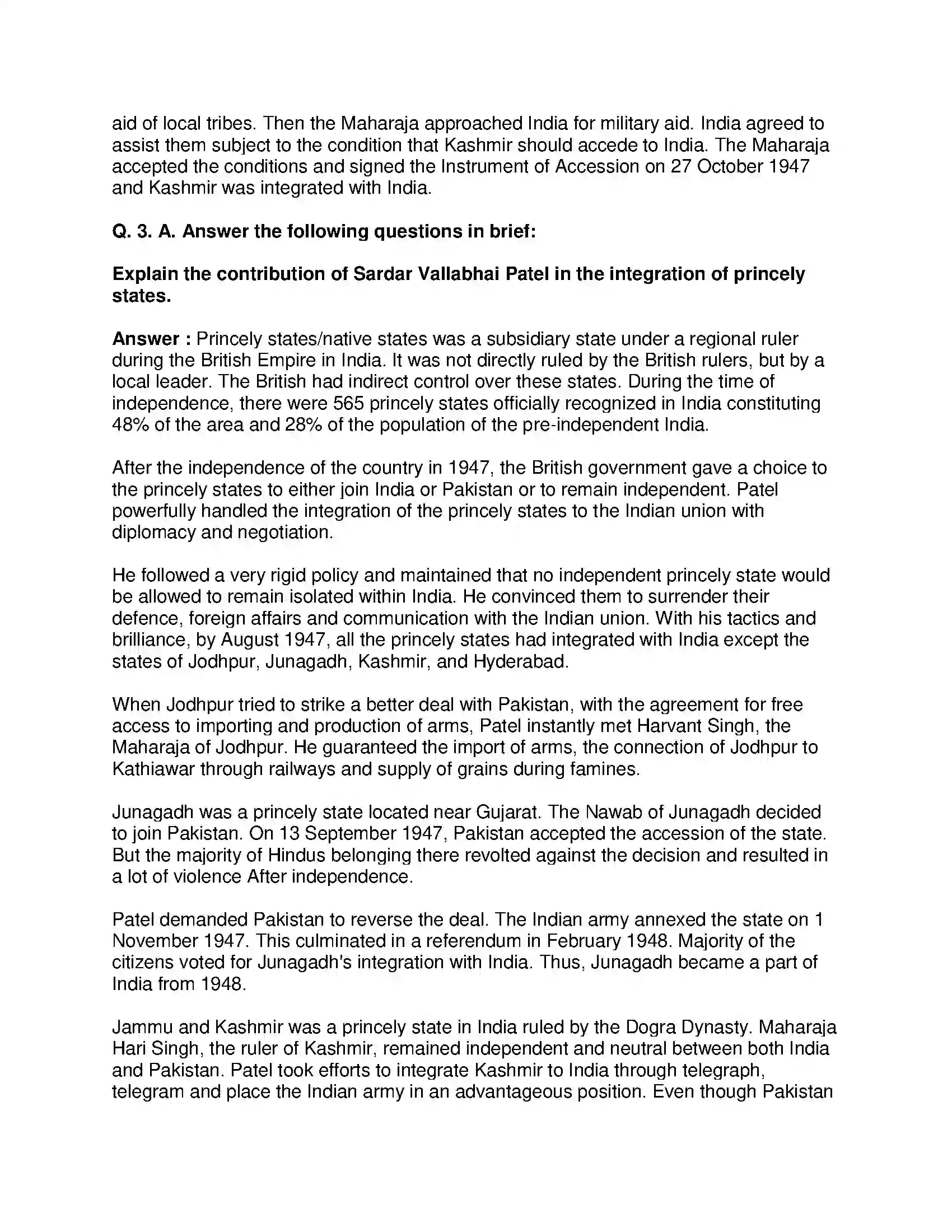 Maharashtra Board Class 8th History - English Medium Fulfillment of Struggle for Independence Solution 3