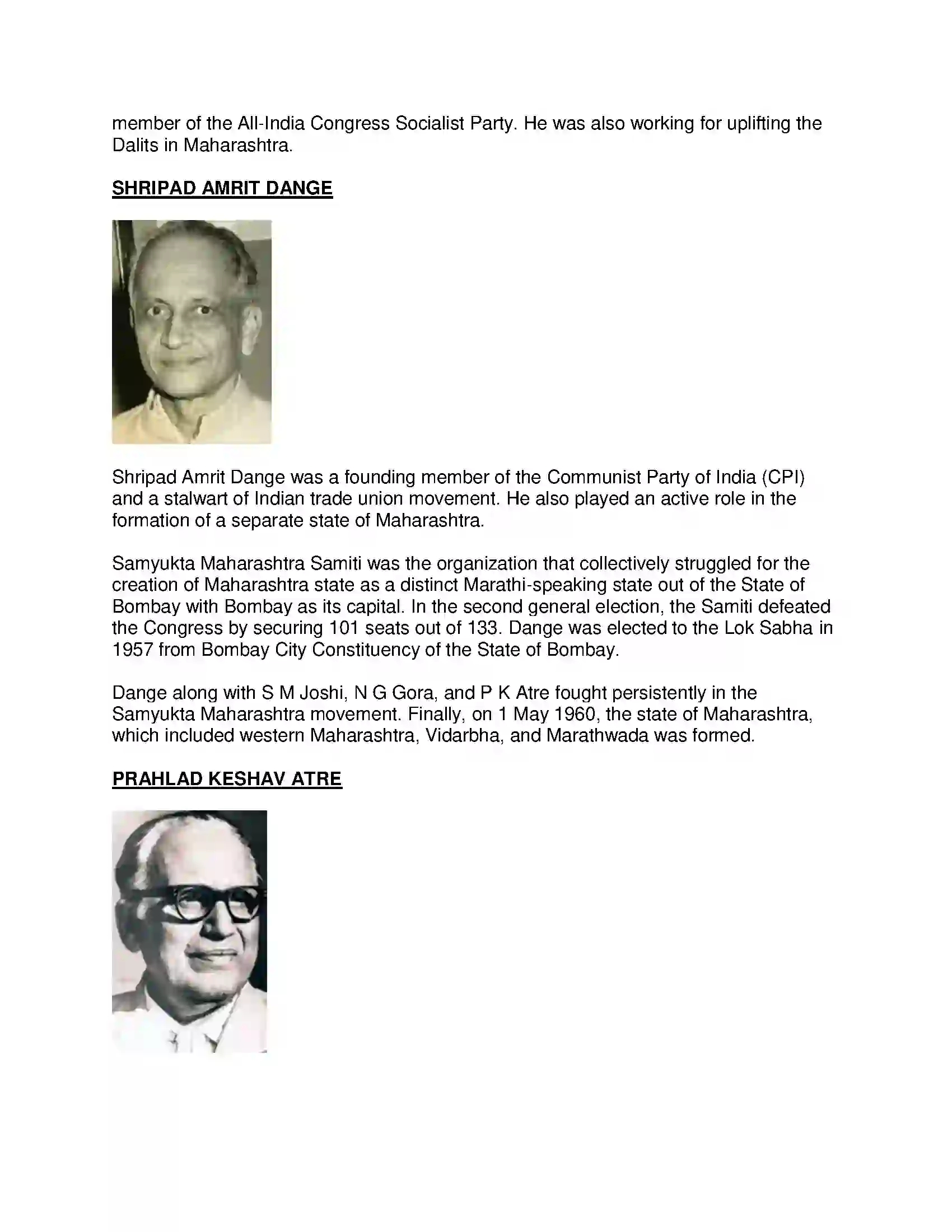 Maharashtra Board Class 8th History - English Medium Formation of State of Maharashtra Solution 5