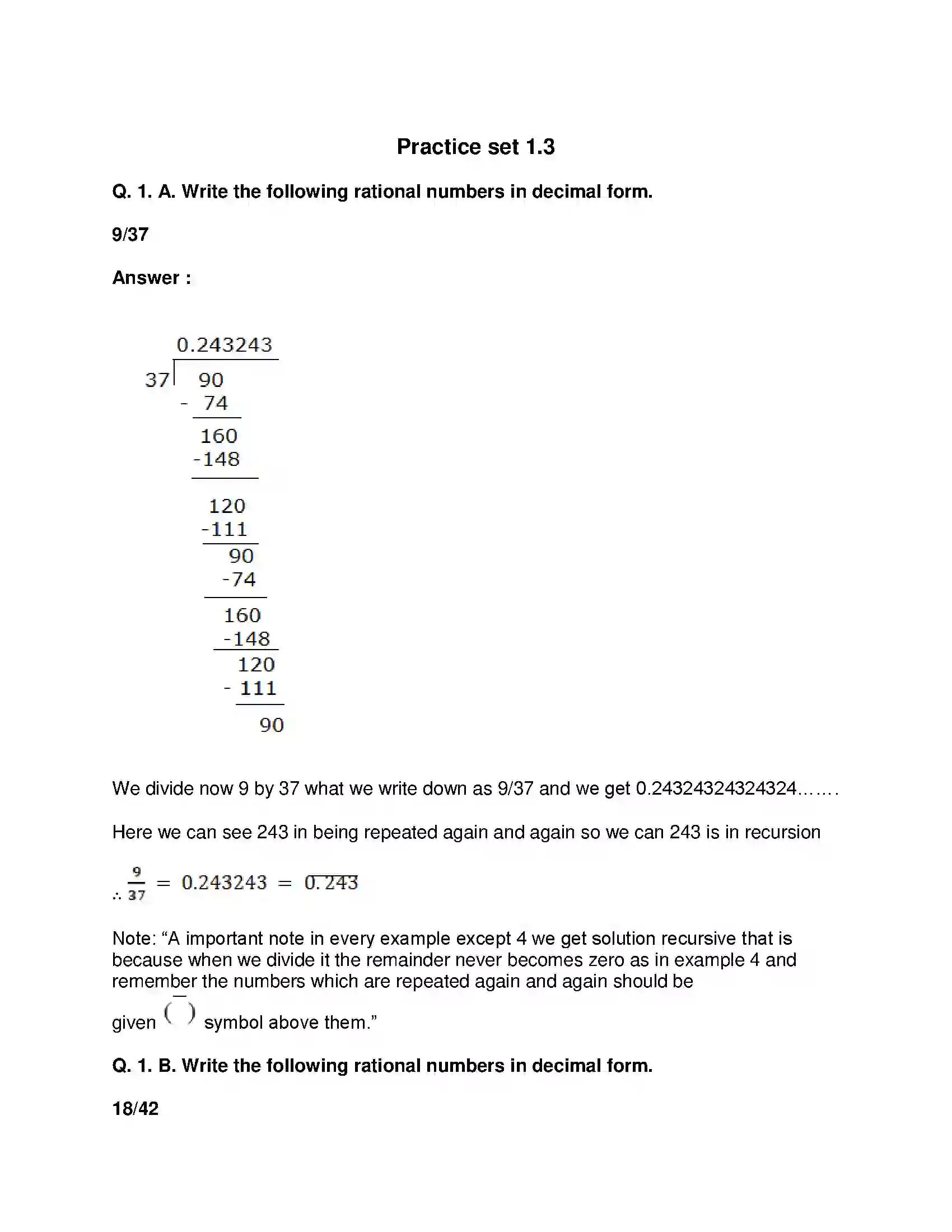 Maharashtra Board Class 8th Mathematics - English Medium Rational and Irrational Numbers Solution 8