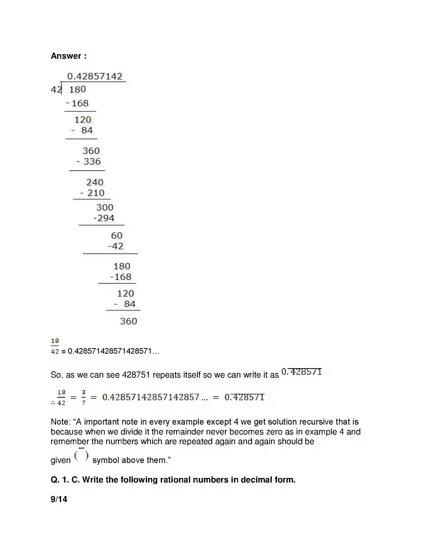 Maharashtra Board Class 8th Mathematics - English Medium Rational and Irrational Numbers Solution 9