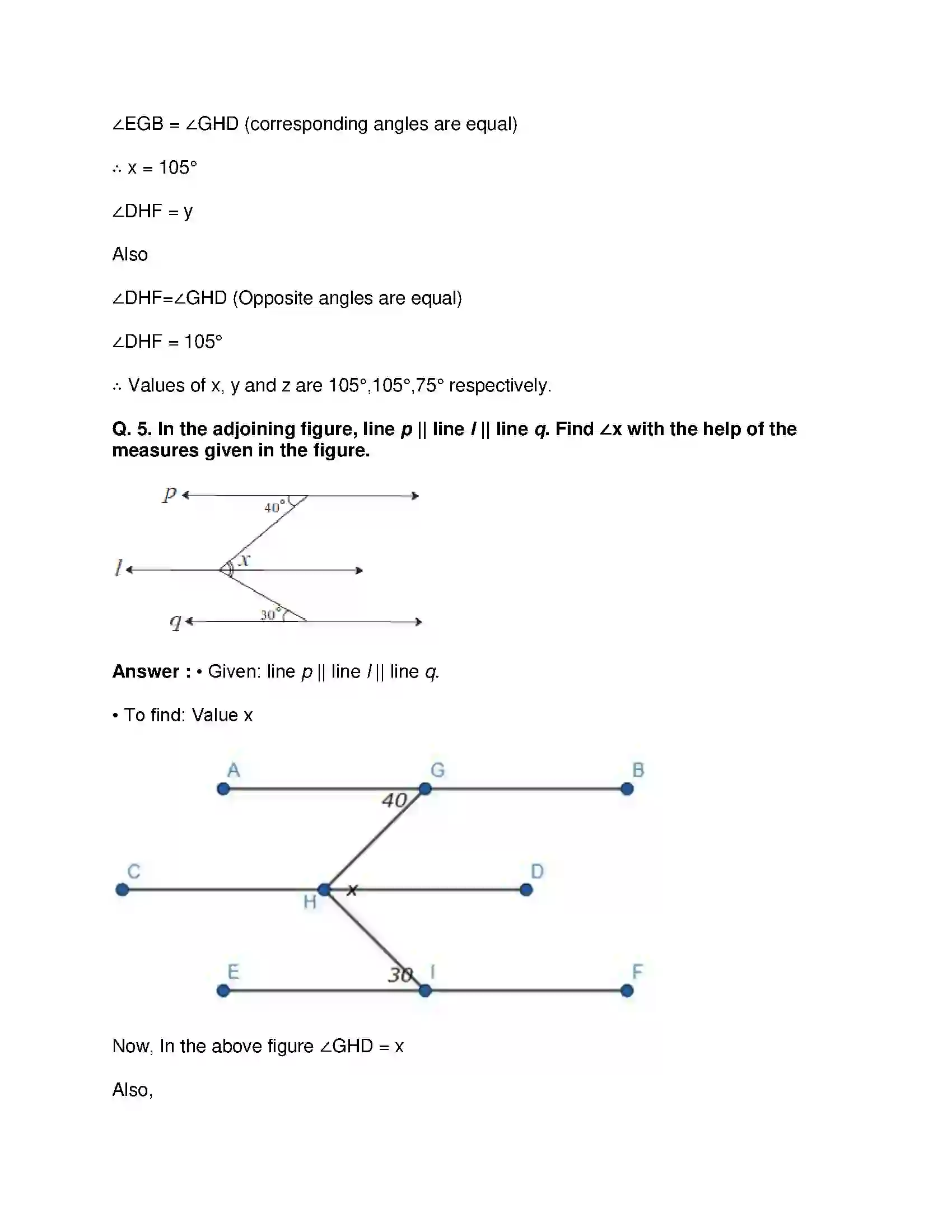 Maharashtra Board Class 8th Mathematics - English Medium Parallel Lines and Transversals Solution 10