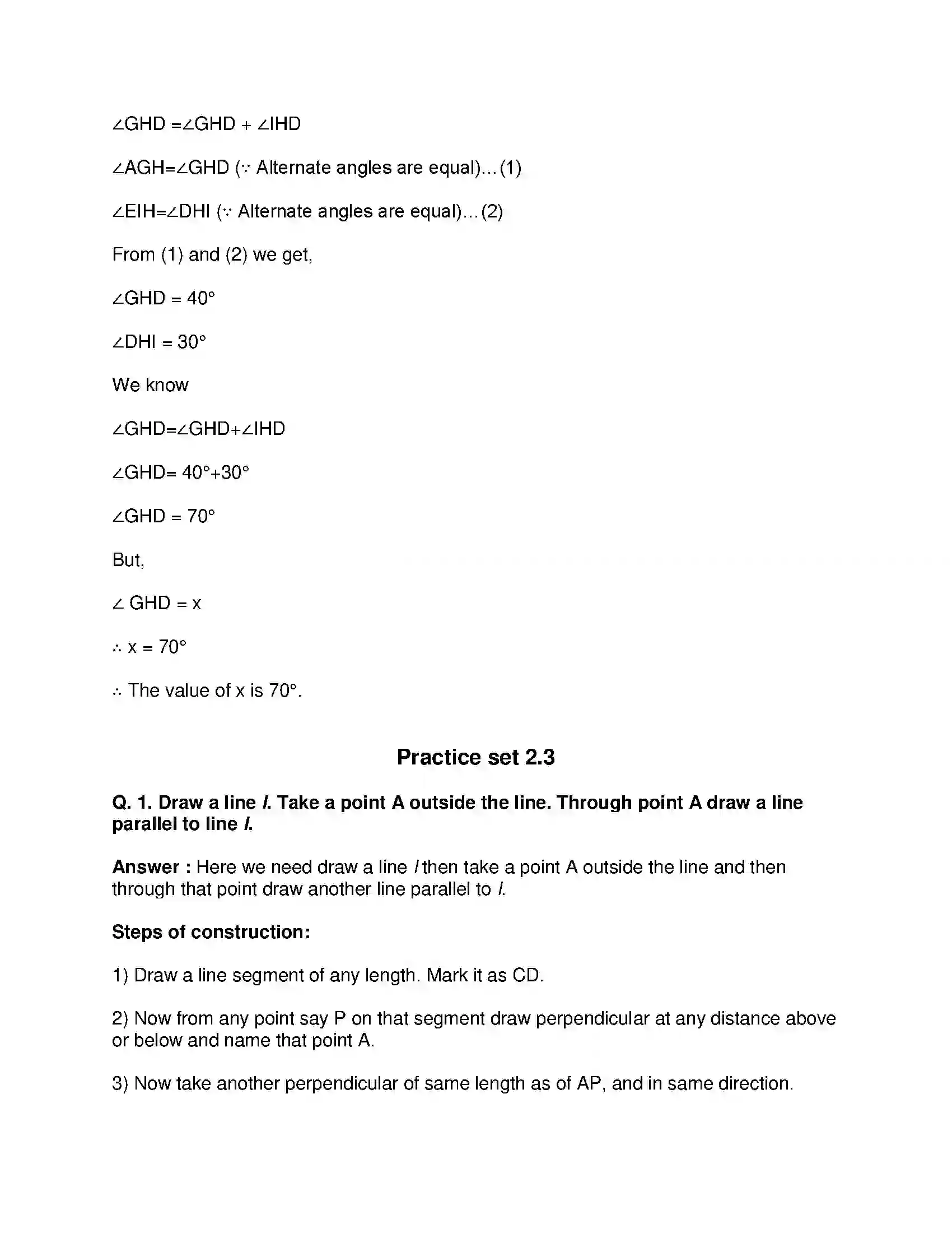 Maharashtra Board Class 8th Mathematics - English Medium Parallel Lines and Transversals Solution 11