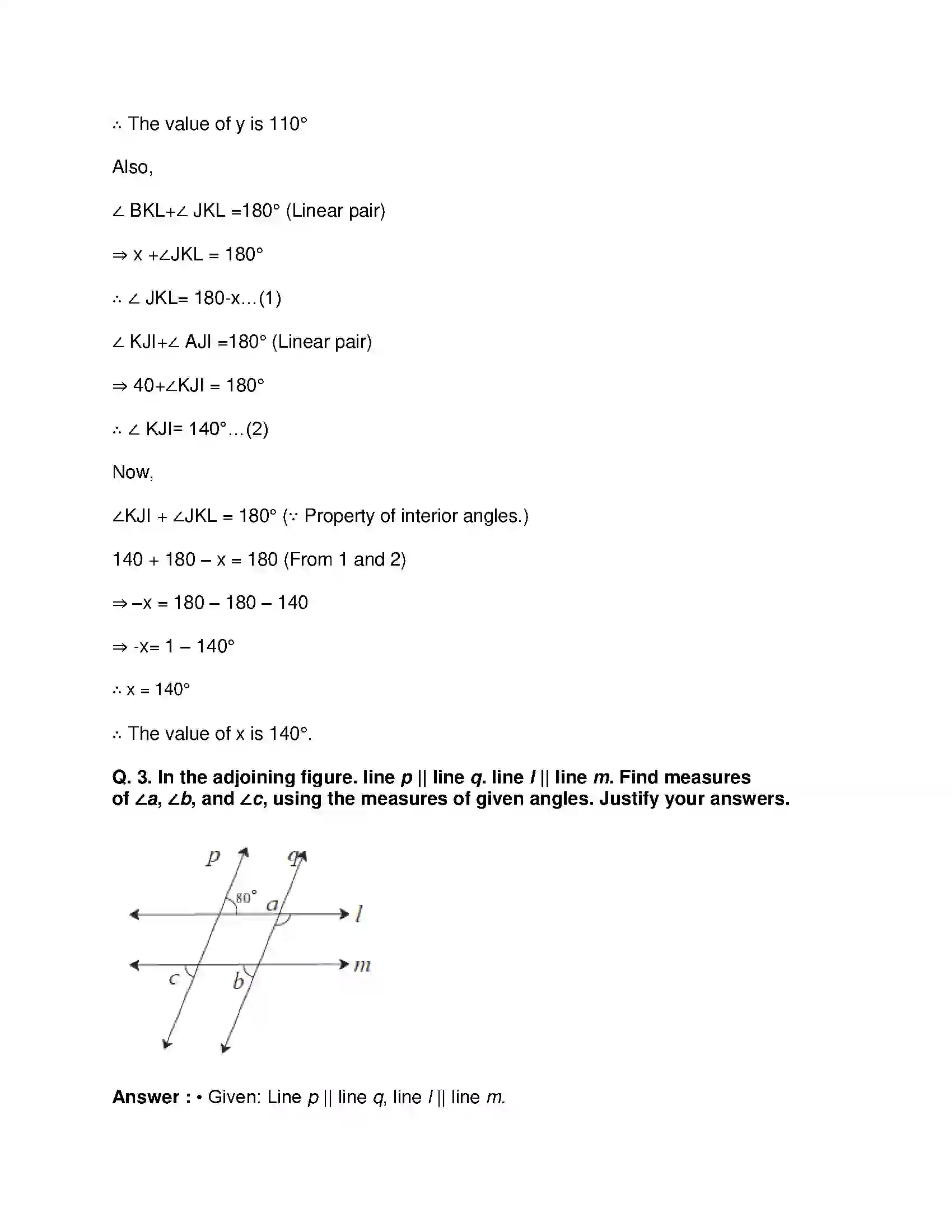 Maharashtra Board Class 8th Mathematics - English Medium Parallel Lines and Transversals Solution 7