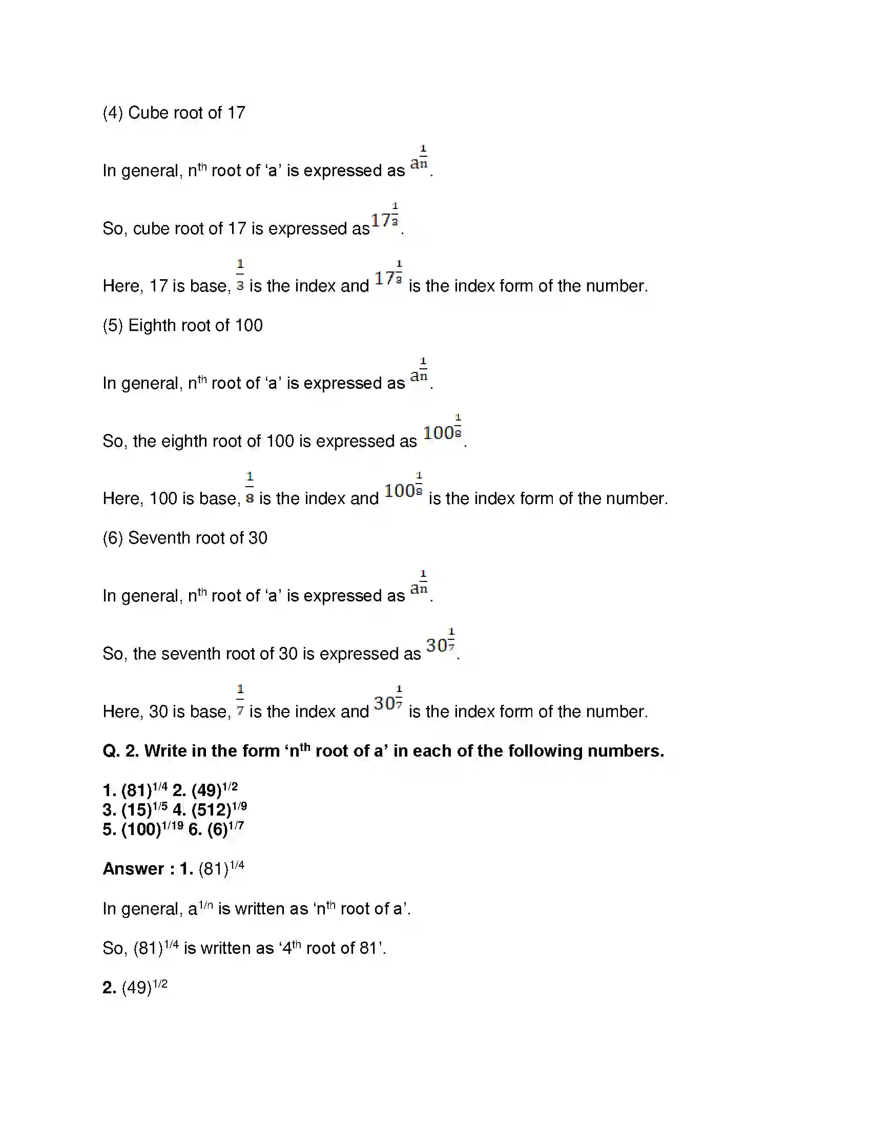 Maharashtra Board Class 8th Mathematics - English Medium Indices and Cube Root Solution 2