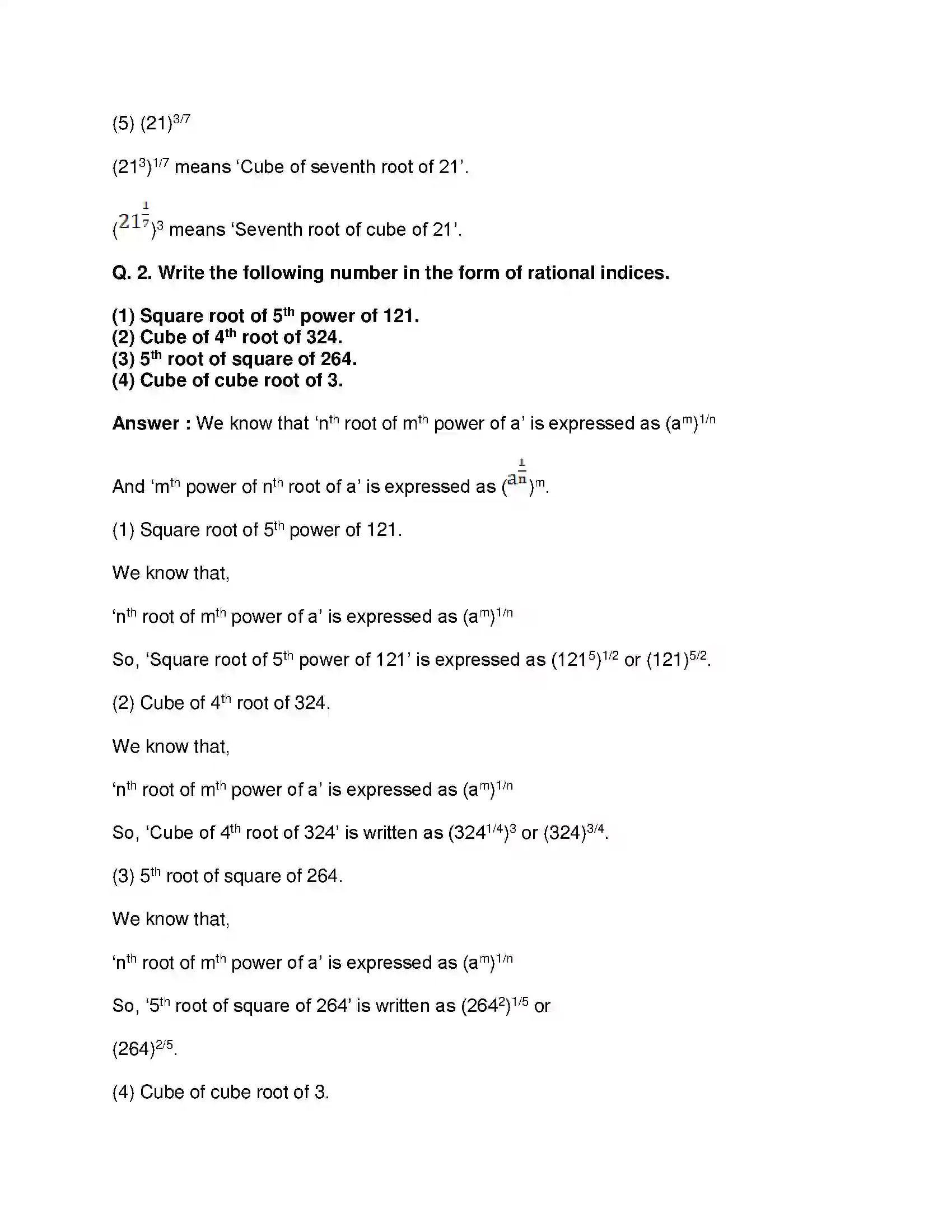 Maharashtra Board Class 8th Mathematics - English Medium Indices and Cube Root Solution 5