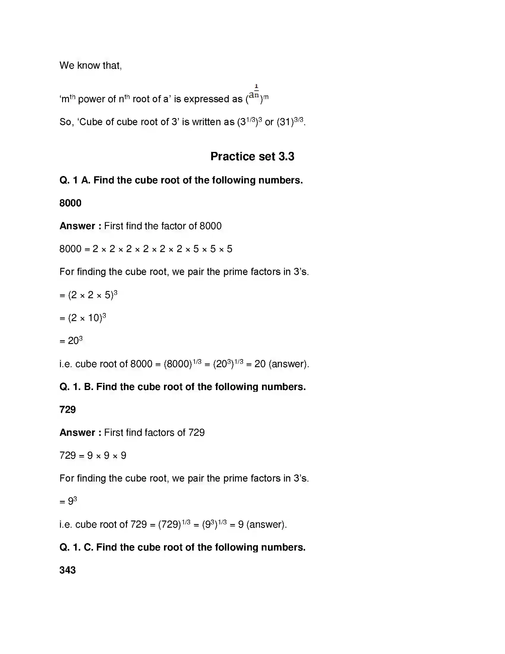 Maharashtra Board Class 8th Mathematics - English Medium Indices and Cube Root Solution 6