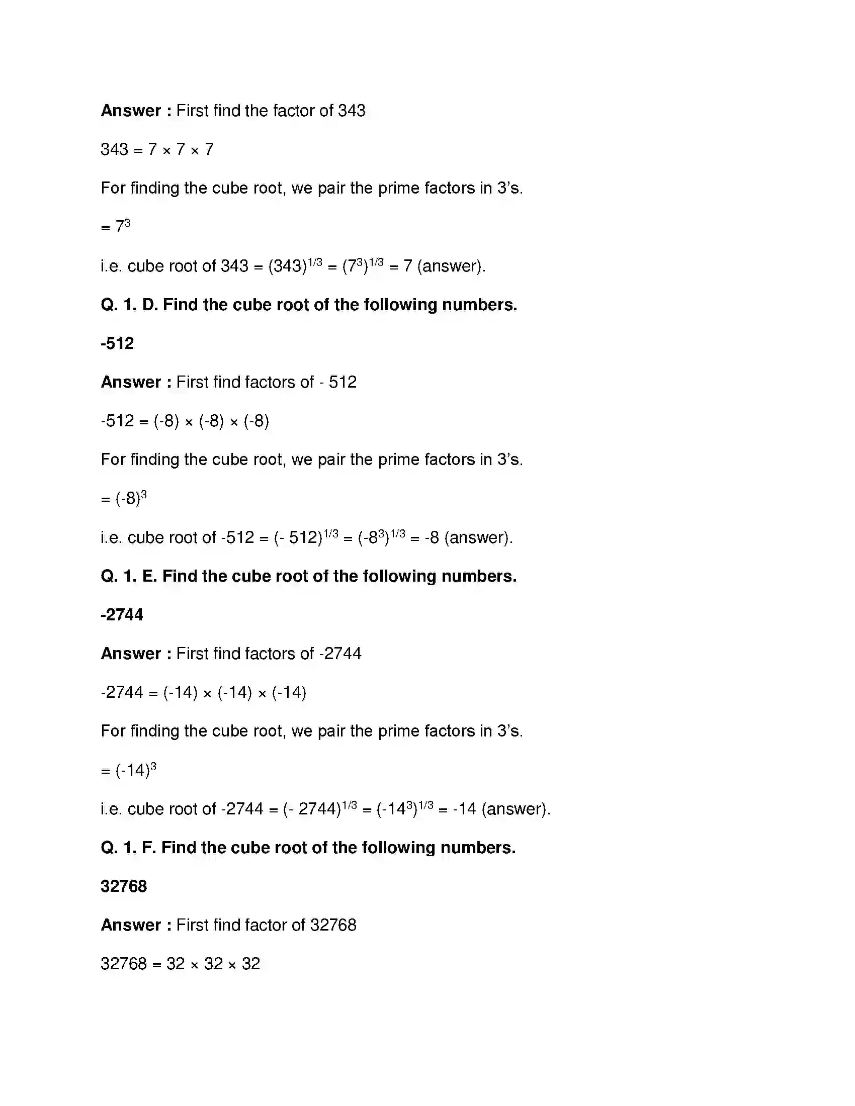 Maharashtra Board Class 8th Mathematics - English Medium Indices and Cube Root Solution 7