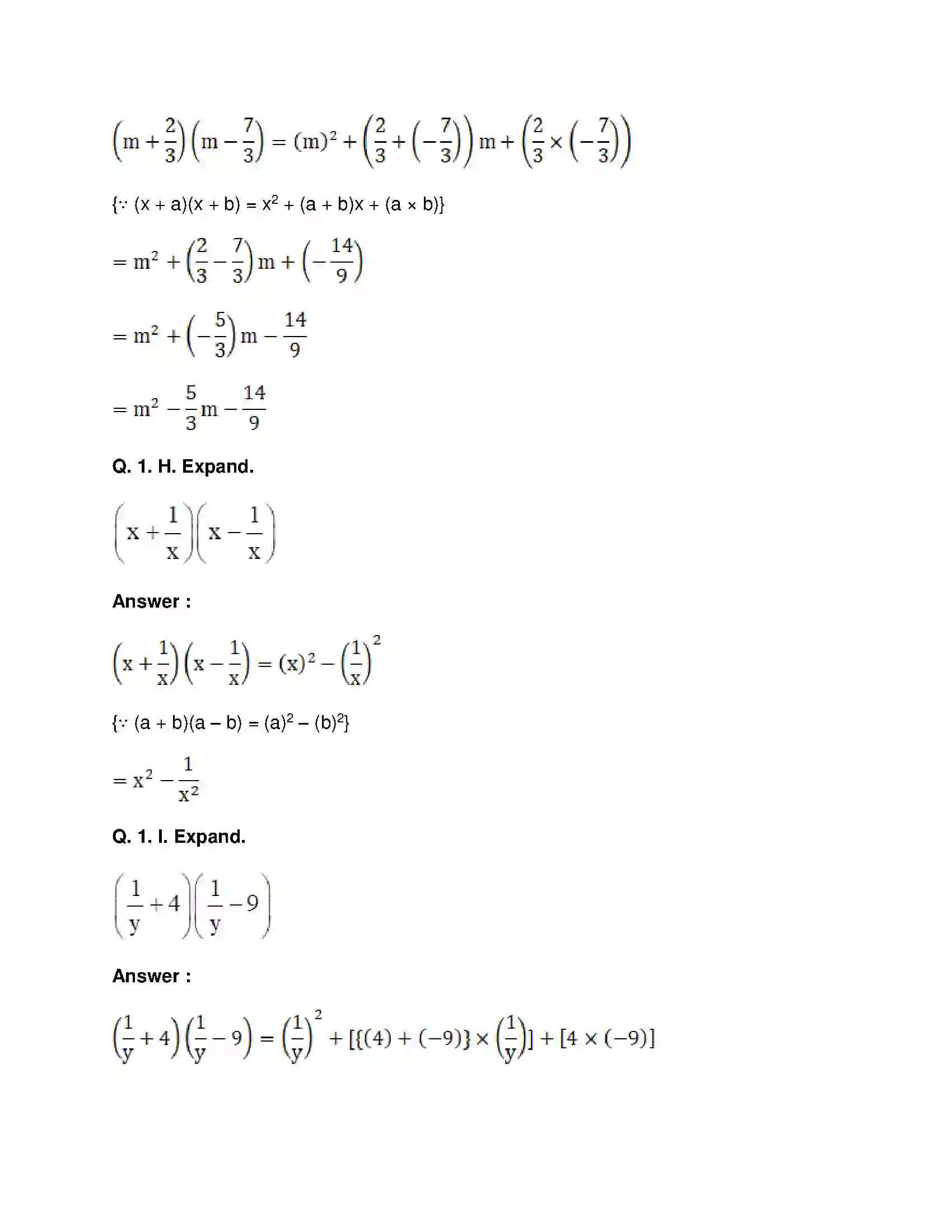 Maharashtra Board Class 8th Mathematics - English Medium Expansion Formulae Solution 3