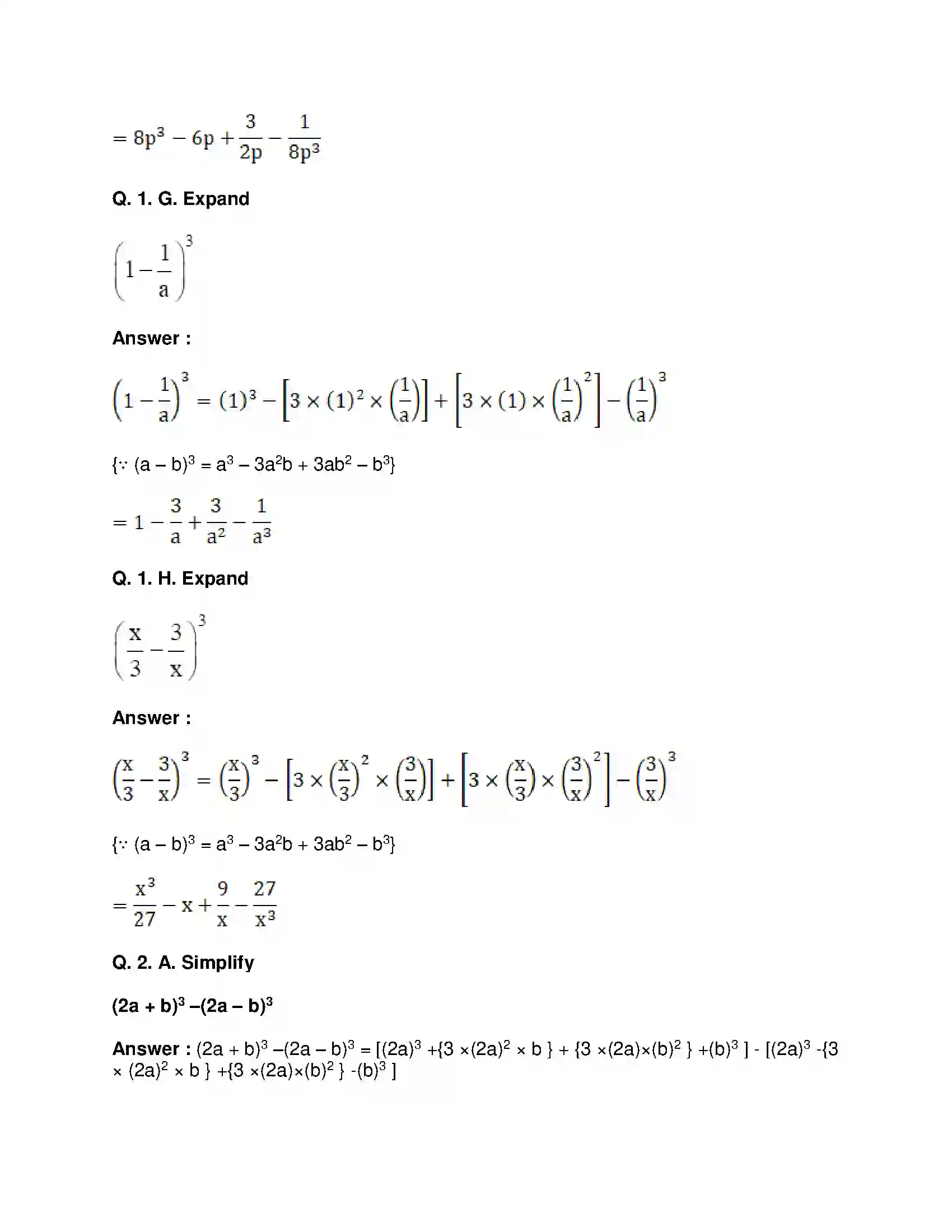 Maharashtra Board Class 8th Mathematics - English Medium Expansion Formulae Solution 9