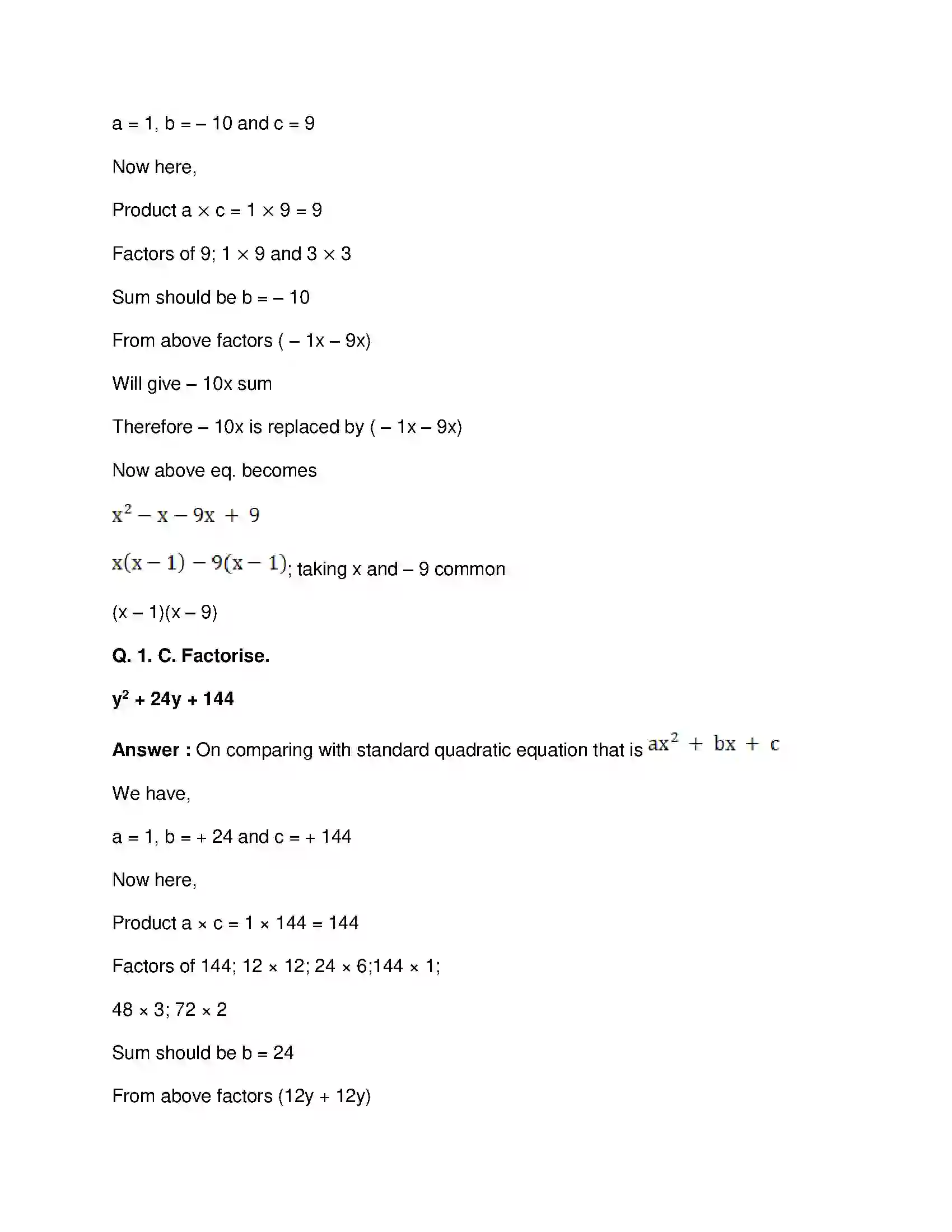 Maharashtra Board Class 8th Mathematics - English Medium Factorisation of Algebraic Expressions Solution 2