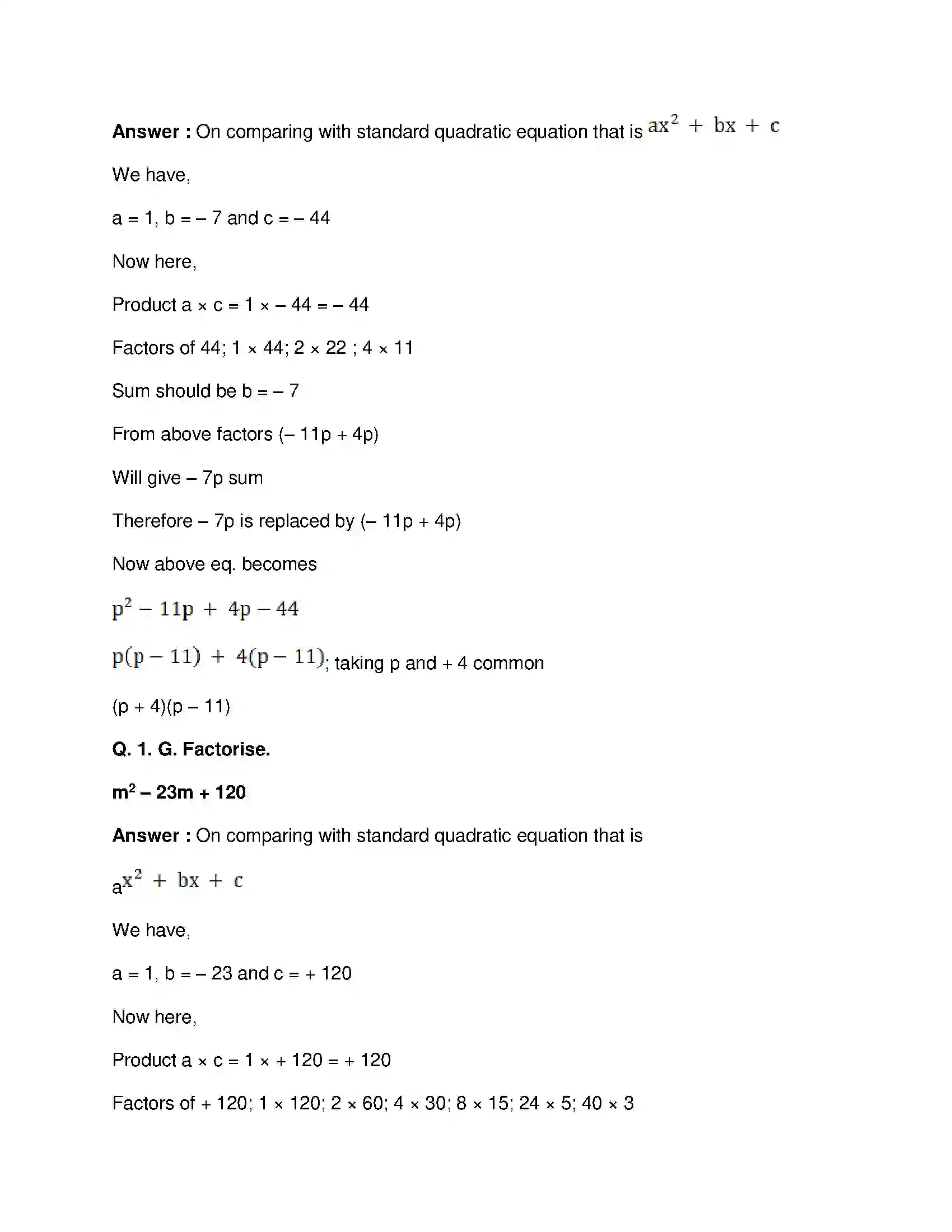 Maharashtra Board Class 8th Mathematics - English Medium Factorisation of Algebraic Expressions Solution 5