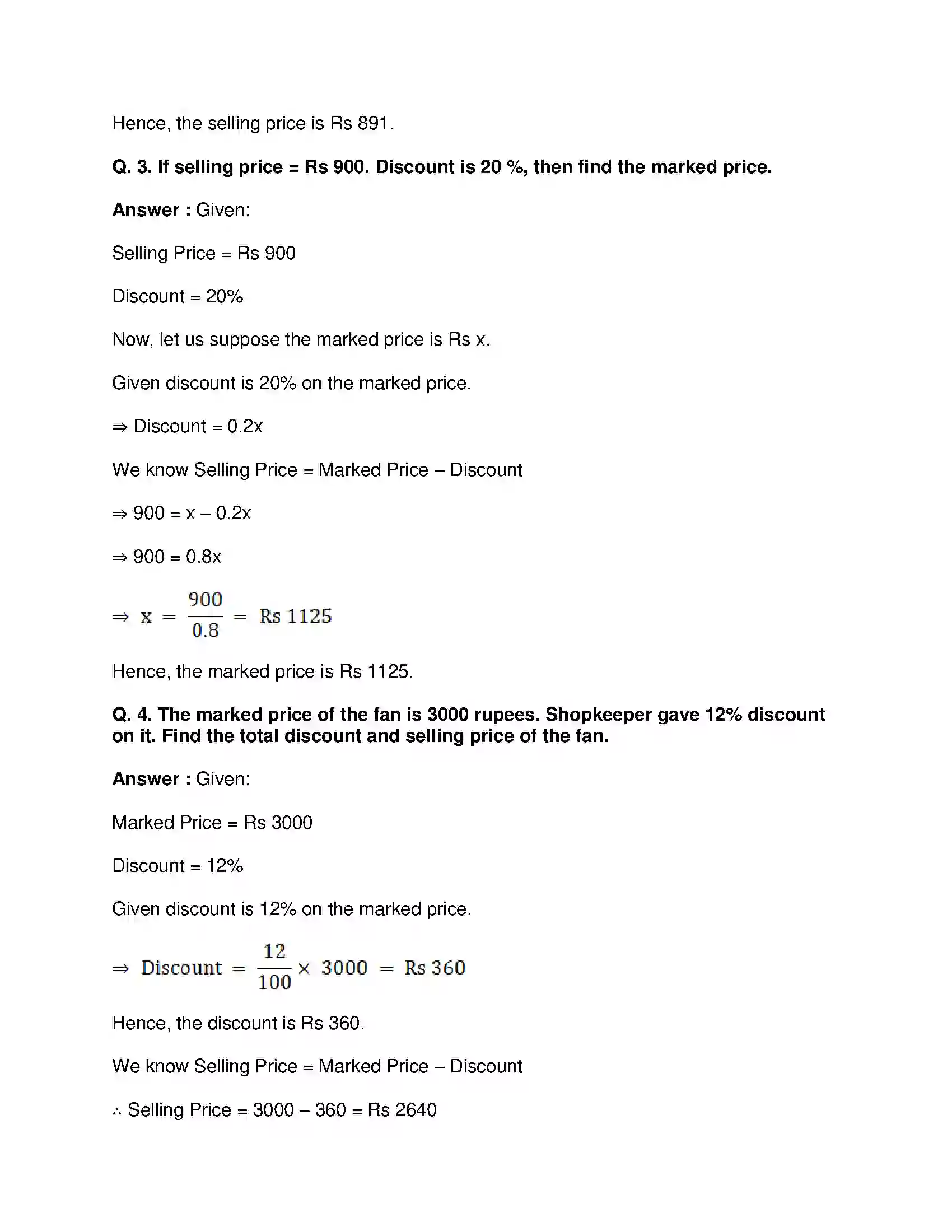 Maharashtra Board Class 8th Mathematics - English Medium Discount and Commission Solution 2