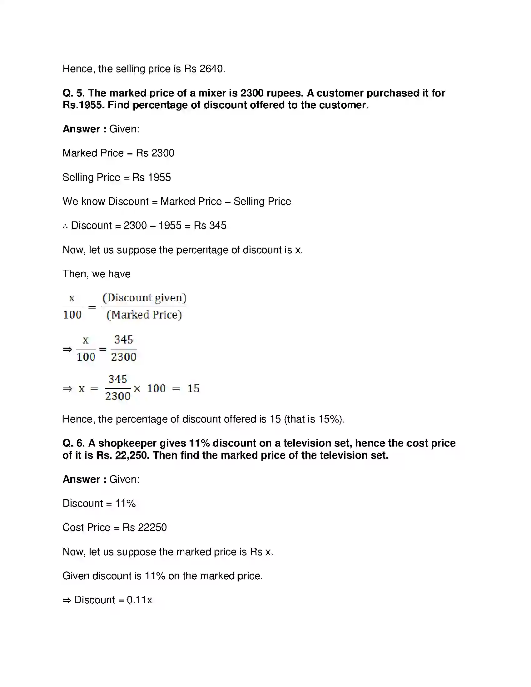Maharashtra Board Class 8th Mathematics - English Medium Discount and Commission Solution 3