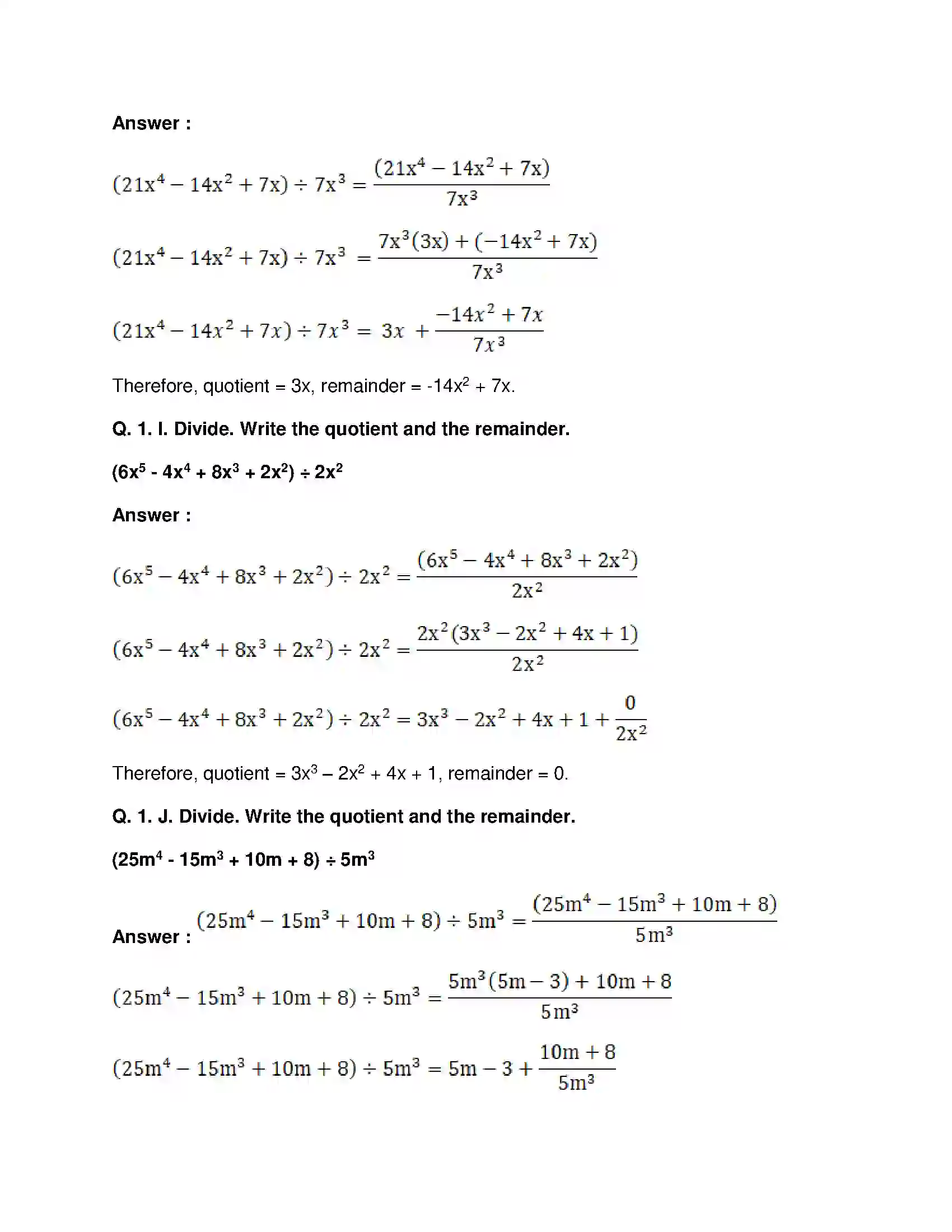 Maharashtra Board Class 8th Mathematics - English Medium Division of Polynomials Solution 4