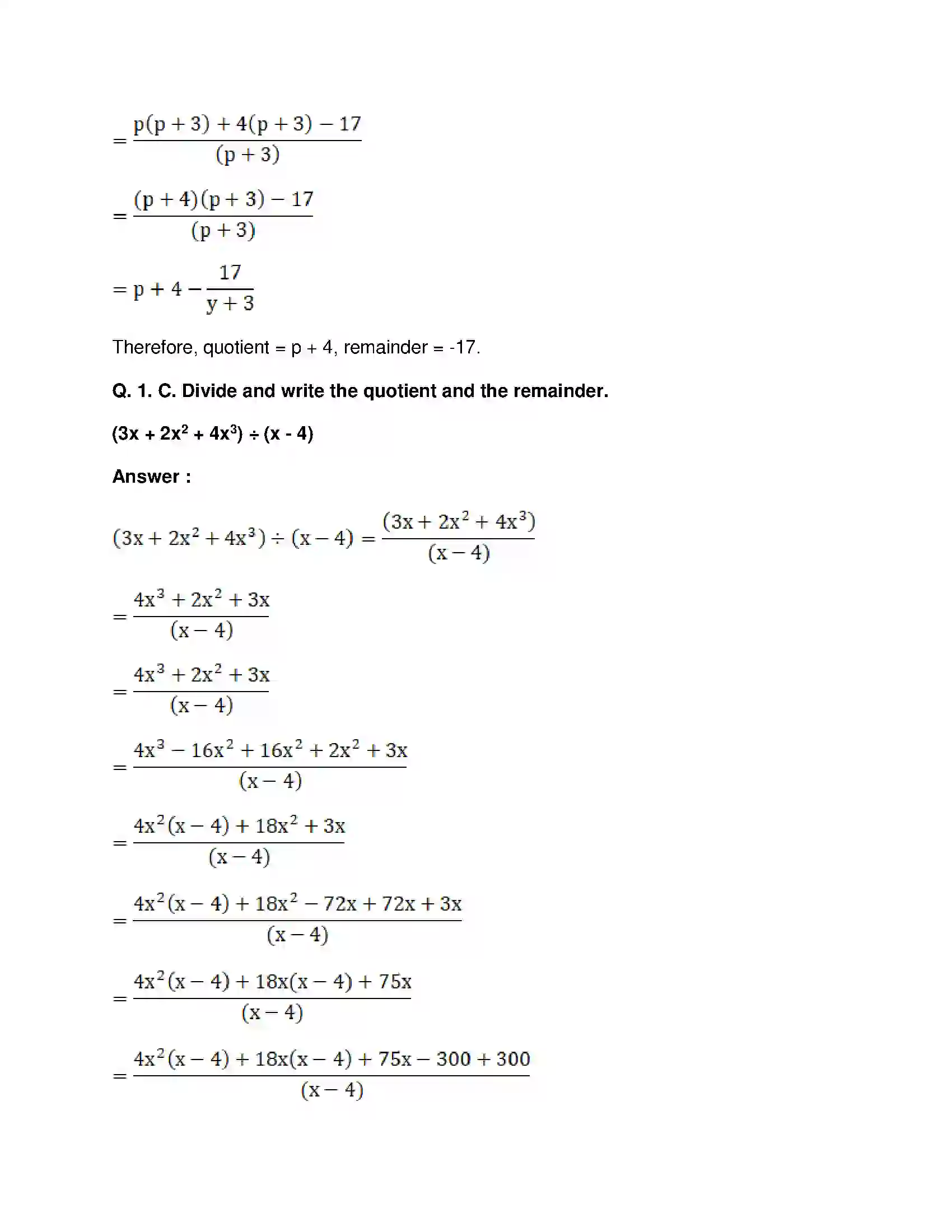 Maharashtra Board Class 8th Mathematics - English Medium Division of Polynomials Solution 6