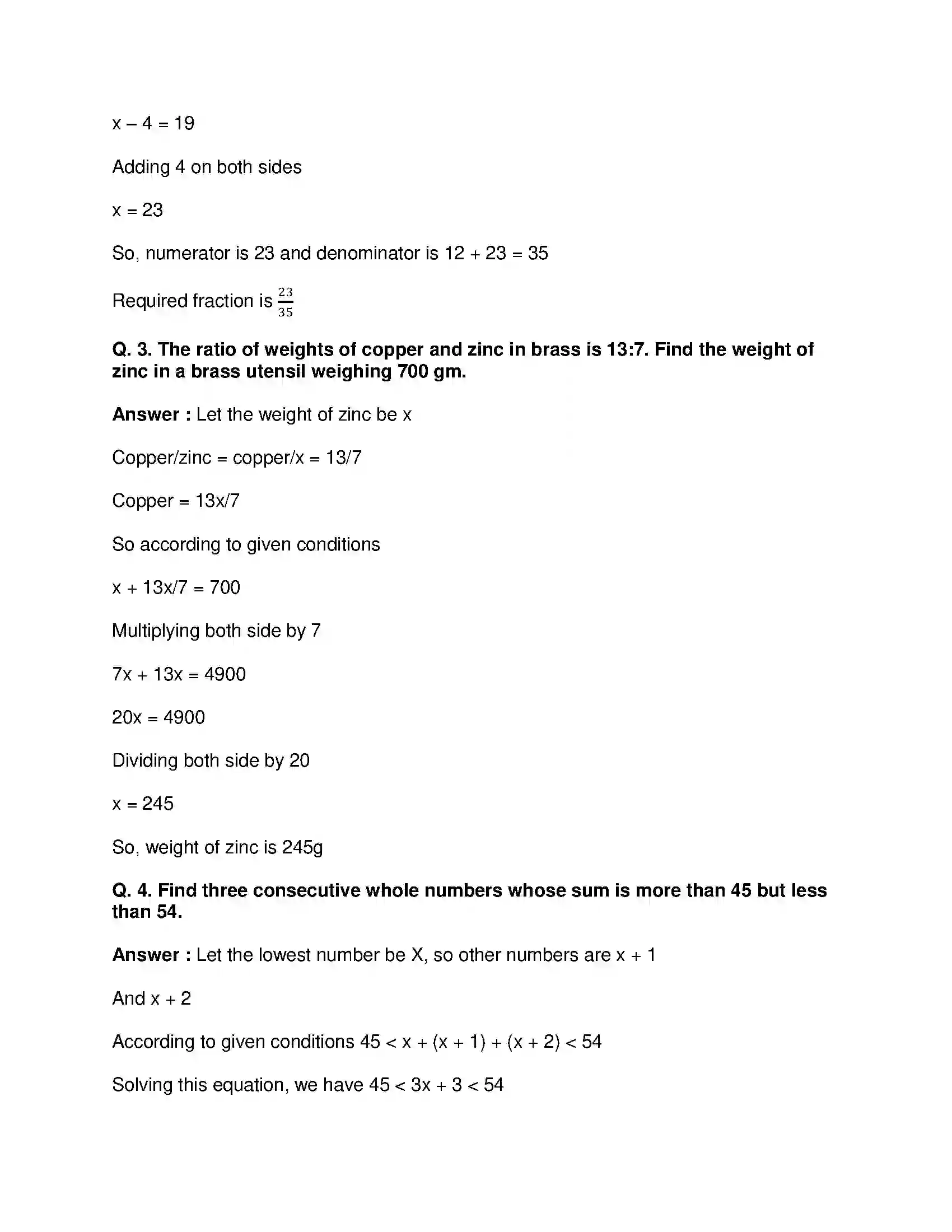 Maharashtra Board Class 8th Mathematics - English Medium Equations in One Variable Solution 9