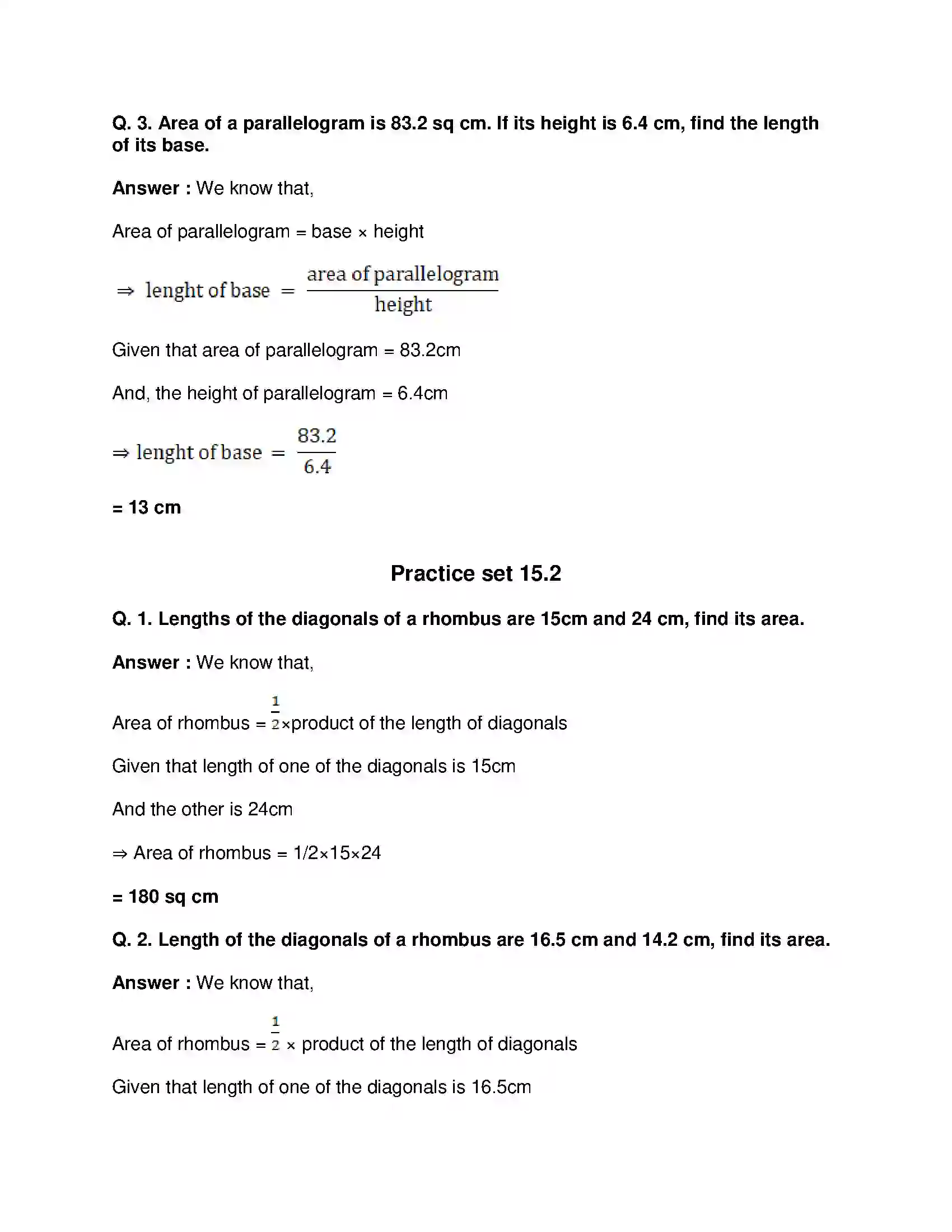 Maharashtra Board Class 8th Mathematics - English Medium Area Solution 2