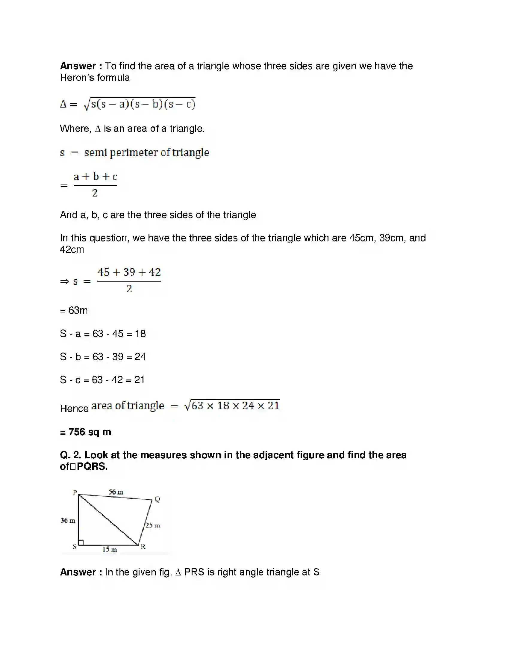 Maharashtra Board Class 8th Mathematics - English Medium Area Solution 8