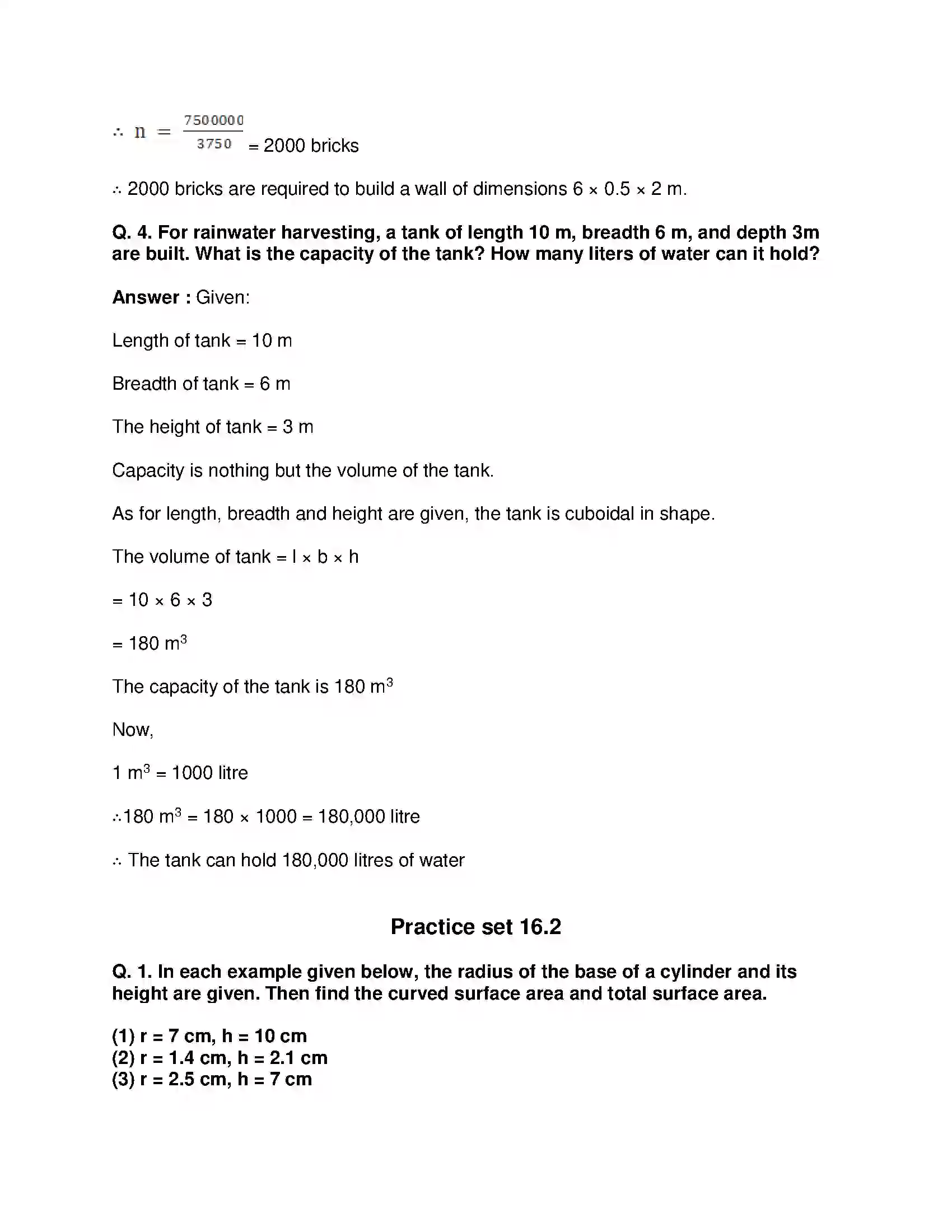 Maharashtra Board Class 8th Mathematics - English Medium Surface Area and Volume Solution 3