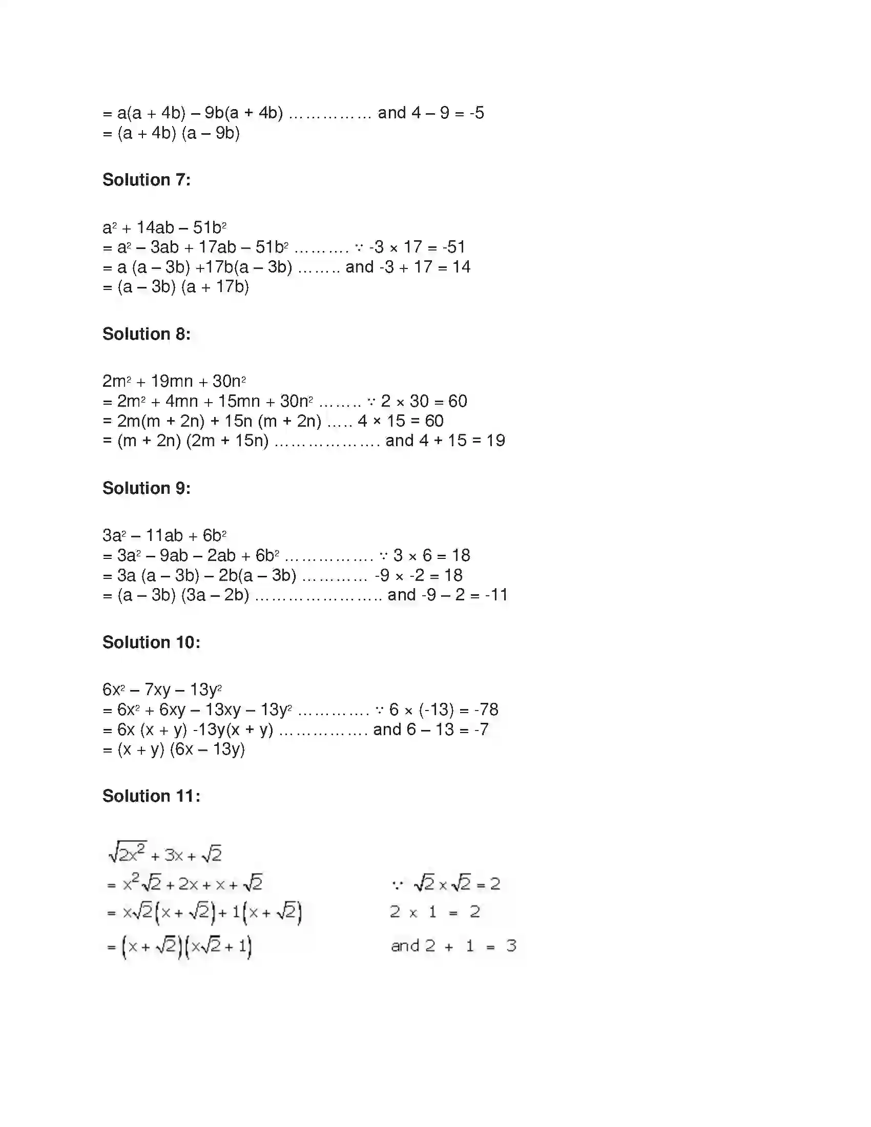 Maharashtra Board Class 9th Algebra Algebraic Expressions Solution 11