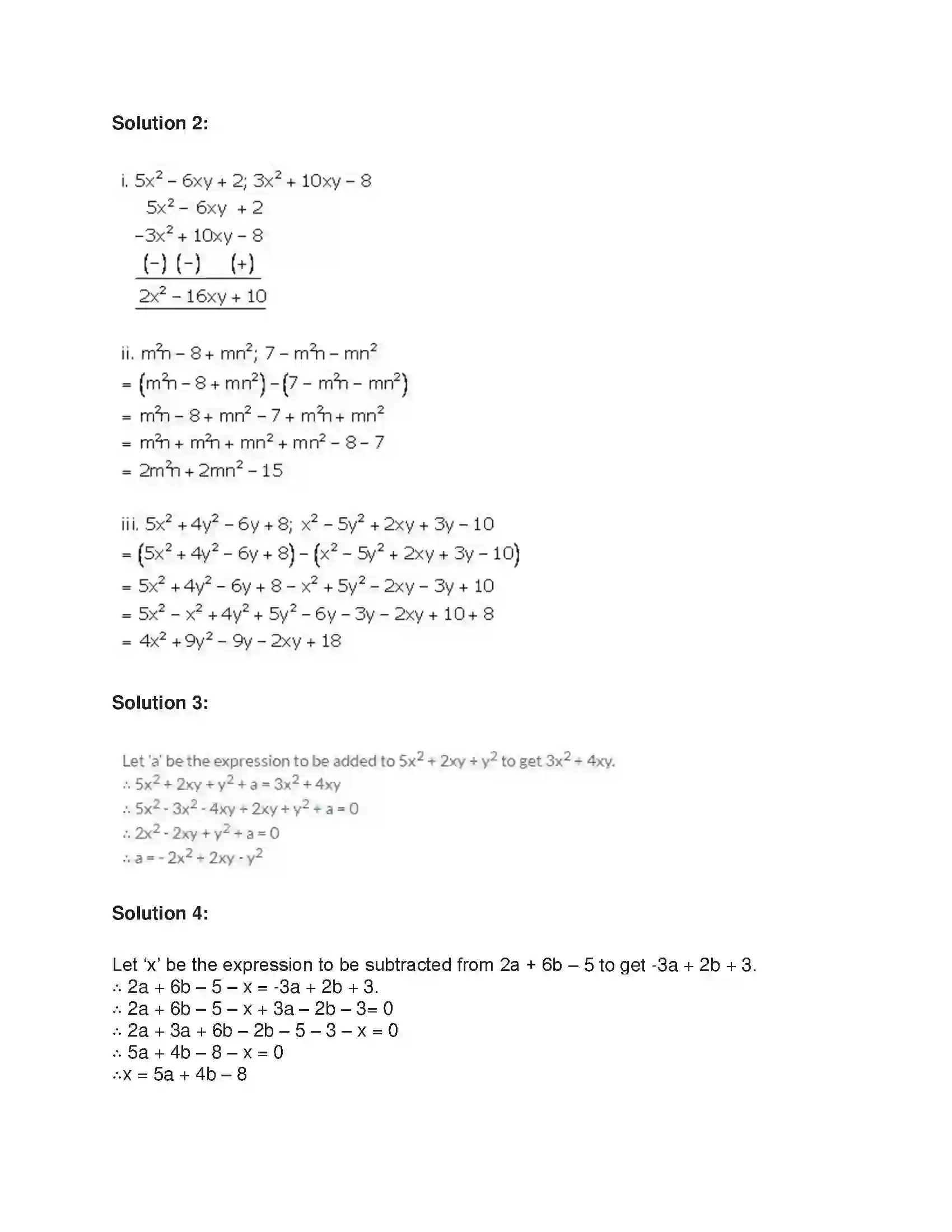 Maharashtra Board Class 9th Algebra Algebraic Expressions Solution 2